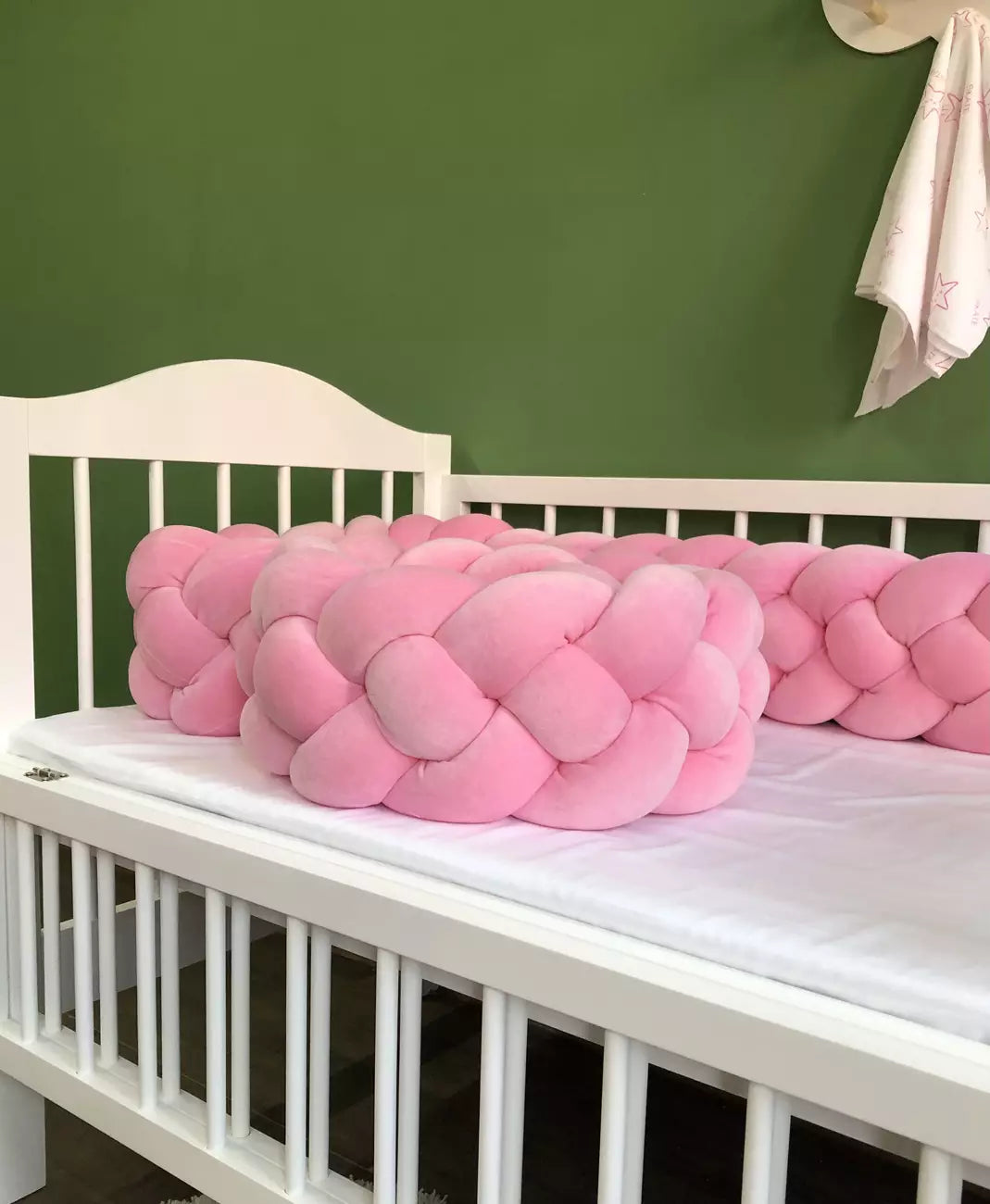 Pink braided bumper - Baby Bedding Worlds