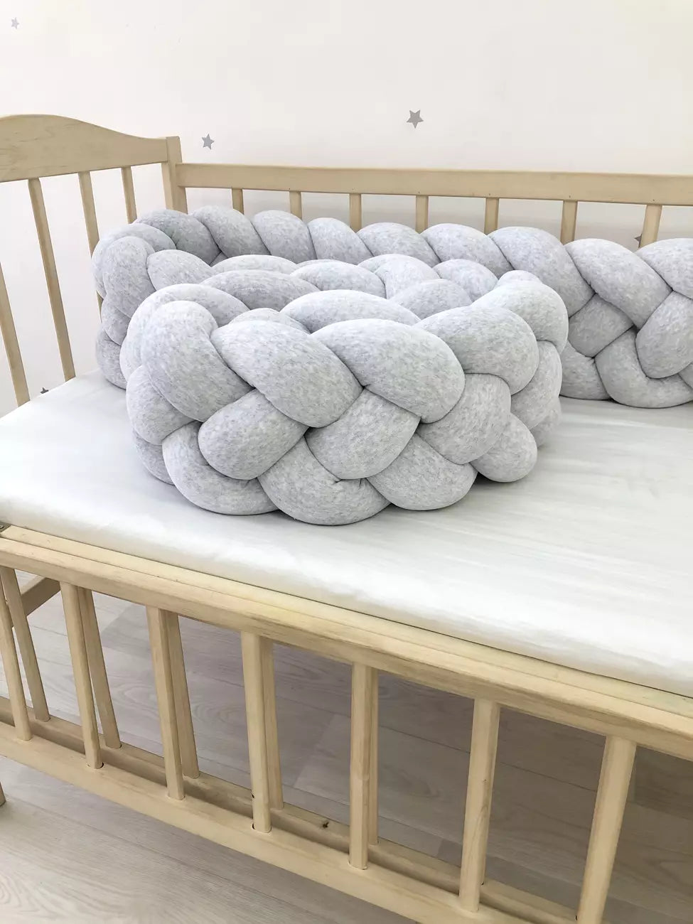 Gray braided crib bumper - Baby Bedding Worlds
