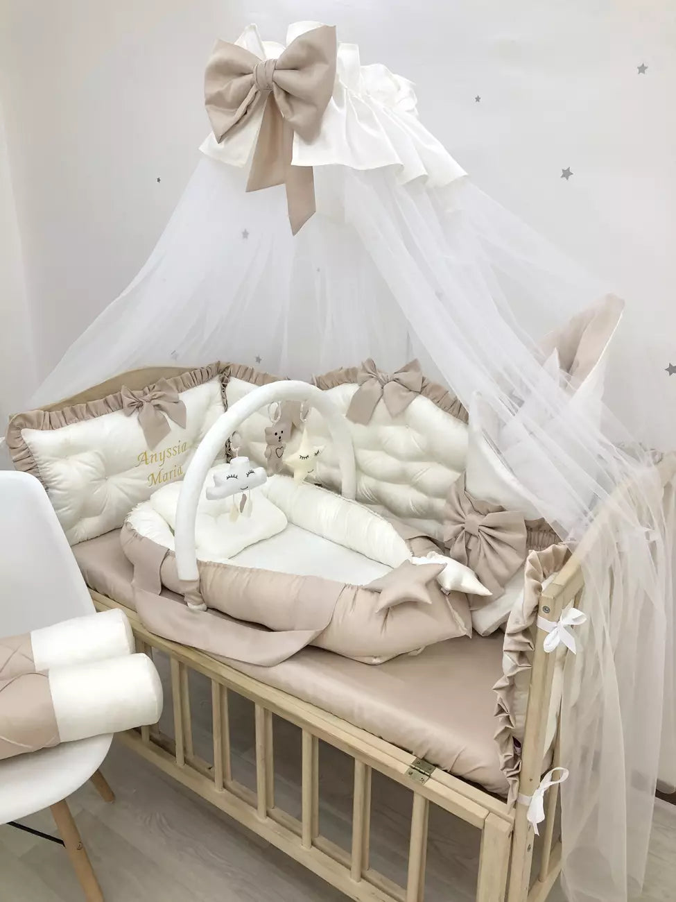 Crib set “Royal luxury baby bedding set cappuccino color“ - Baby Bedding Worlds