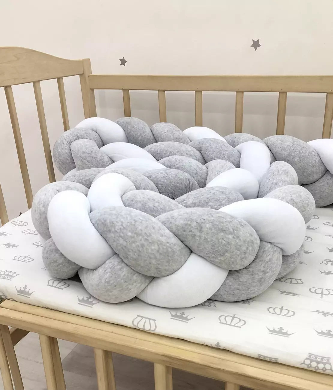 Gray white knot cradle decor - Baby Bedding Worlds