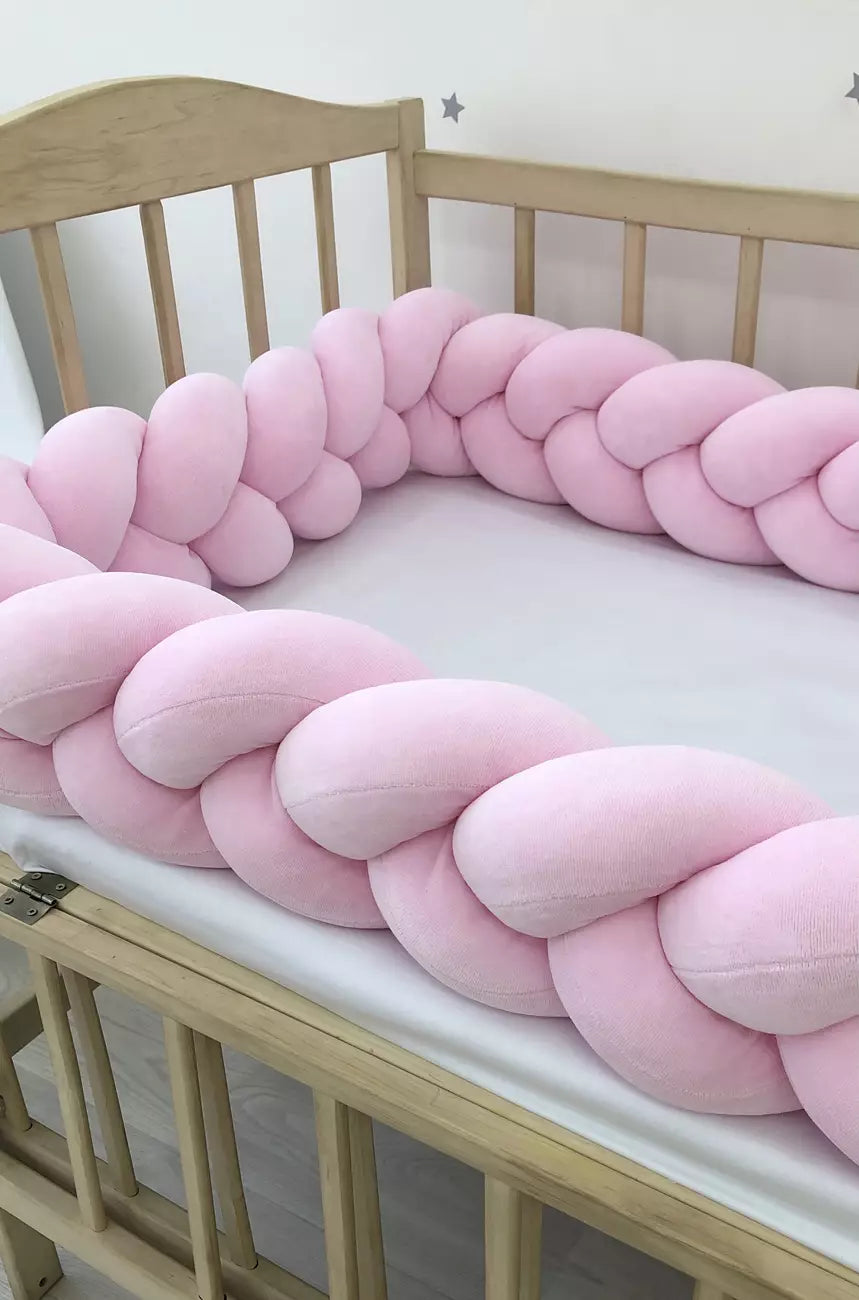Braided Crib Bumper Pink color - Baby Bedding Worlds