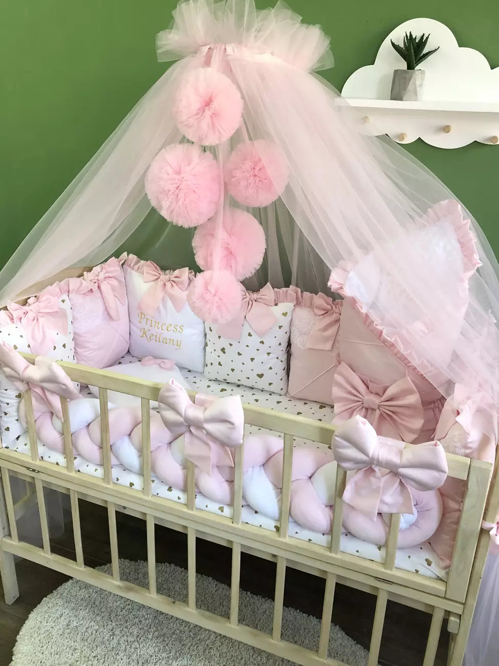 Crib set “Pink Little princess” - Baby Bedding Worlds