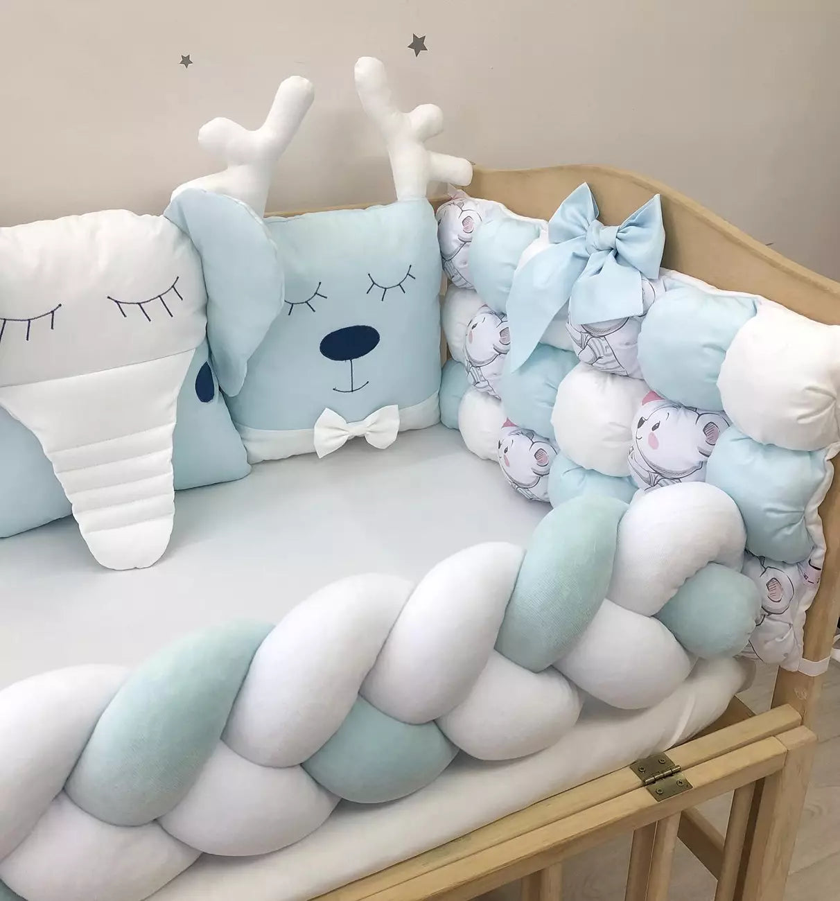 Crib set βBlue white baby bedding setβ - Baby Bedding Worlds