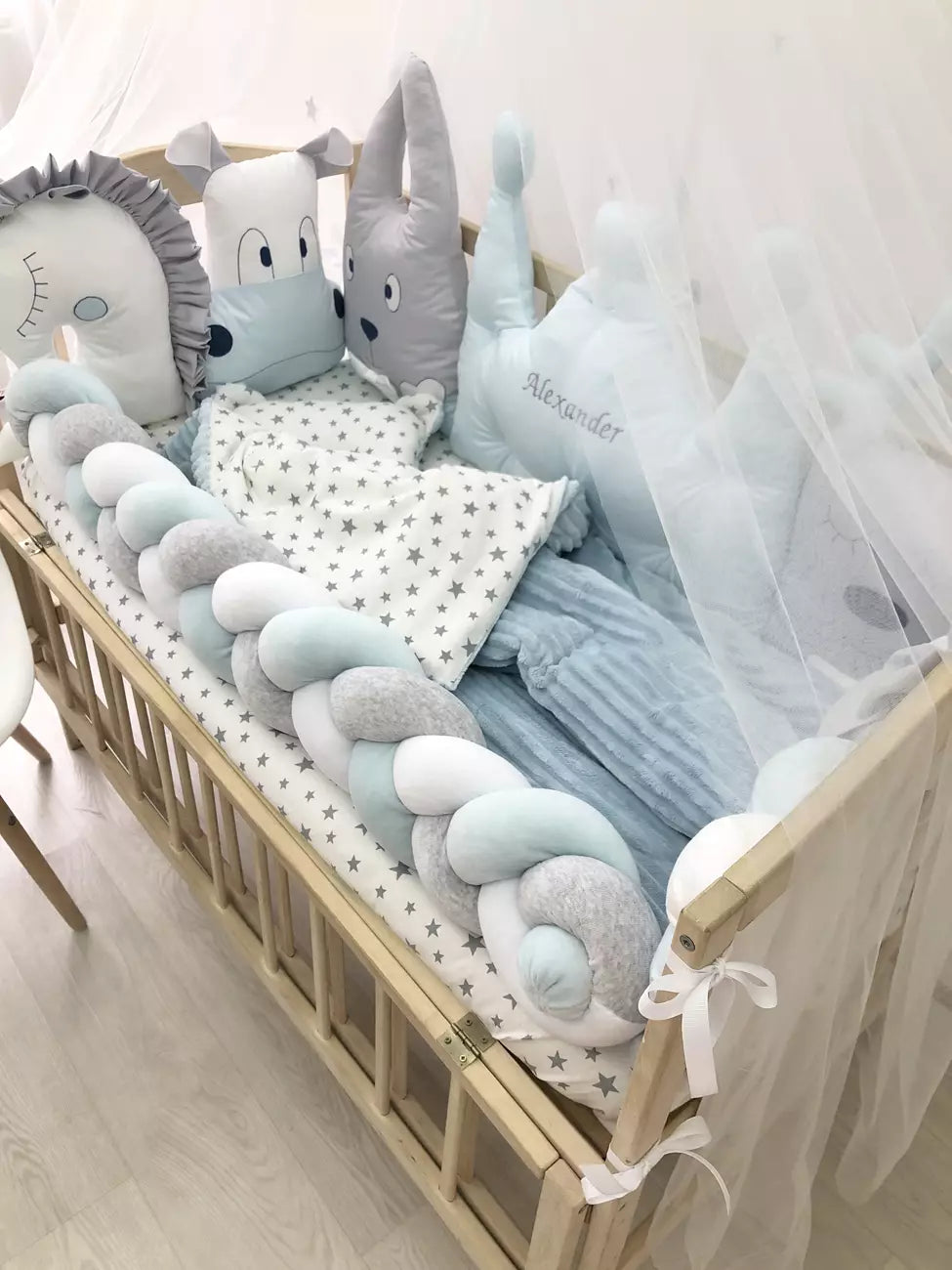Crib set “Sky-Blue exclusive baby bedding set” - Baby Bedding Worlds