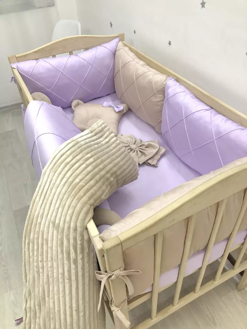 Crib set “Lilac and gold collor” - Baby Bedding Worlds