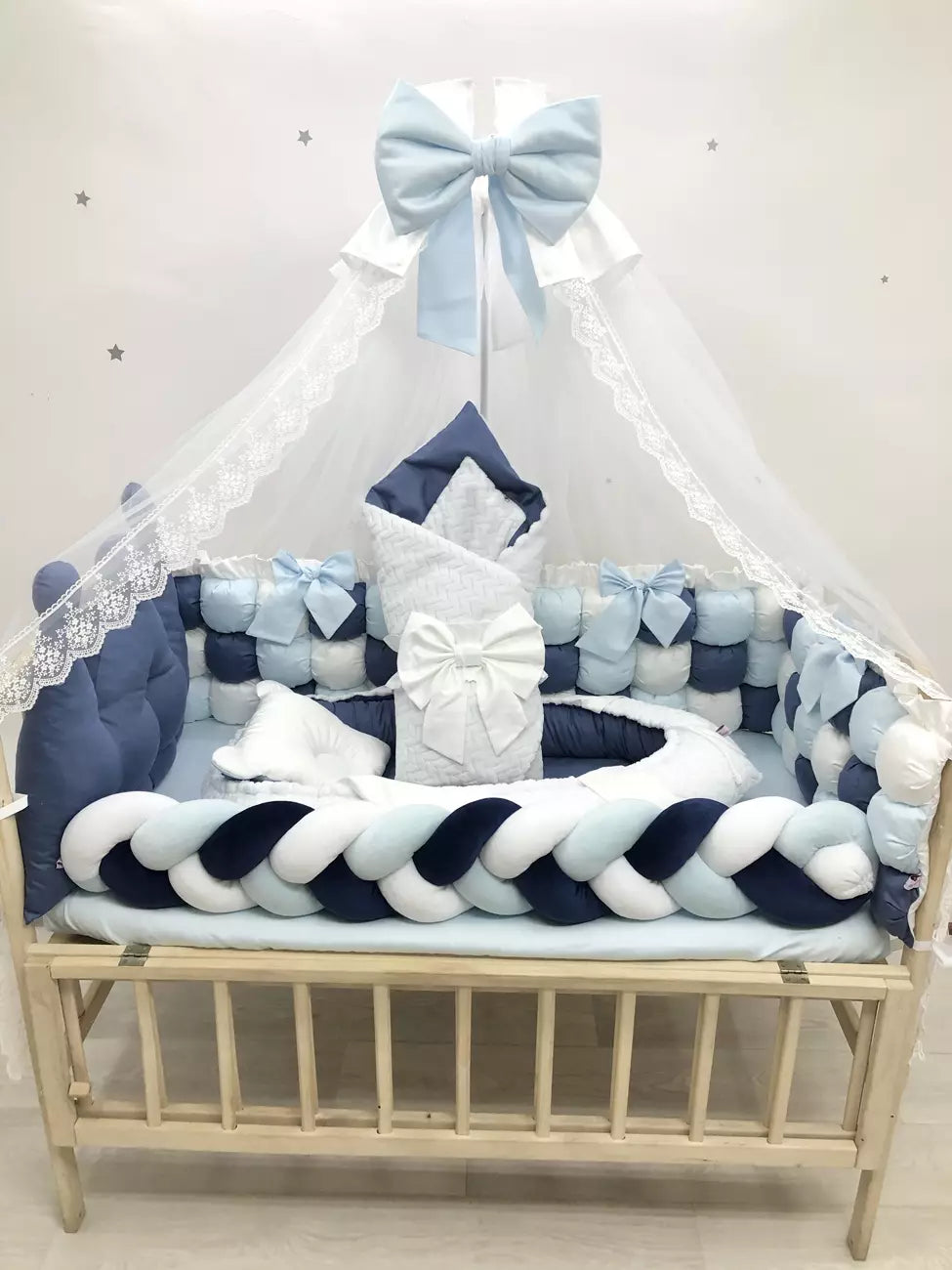 Crib set “Blue crown” - Baby Bedding Worlds