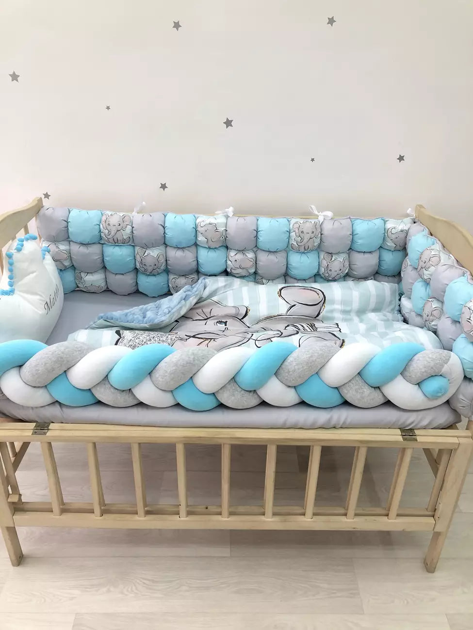 Crib set “Boy Elephant” - Baby Bedding Worlds