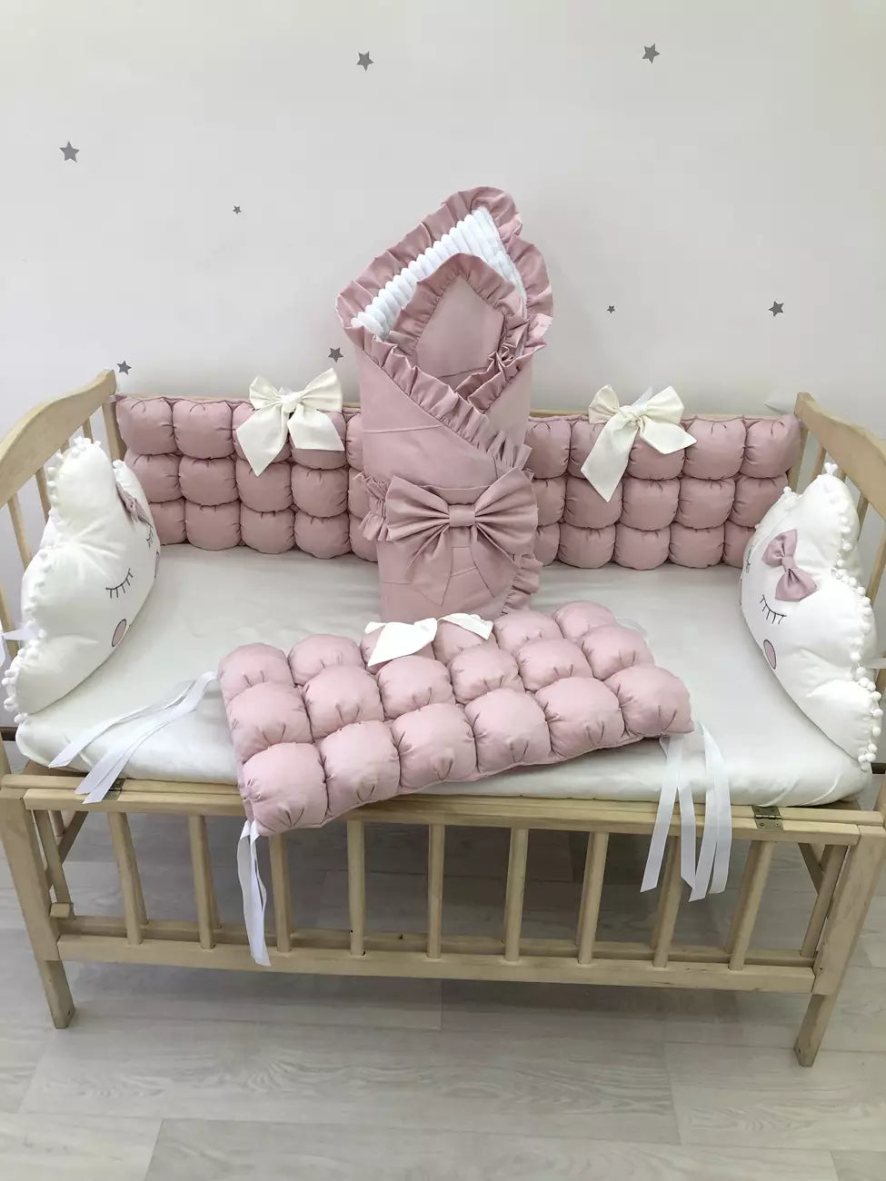 Crib set “Dusty rose“ - Baby Bedding Worlds