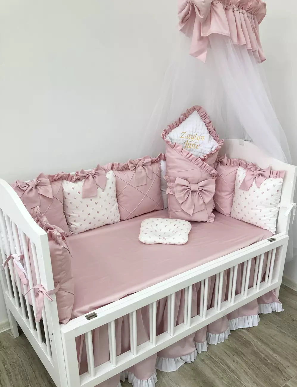 Crib Bedding set “Powdery pink“ - Baby Bedding Worlds