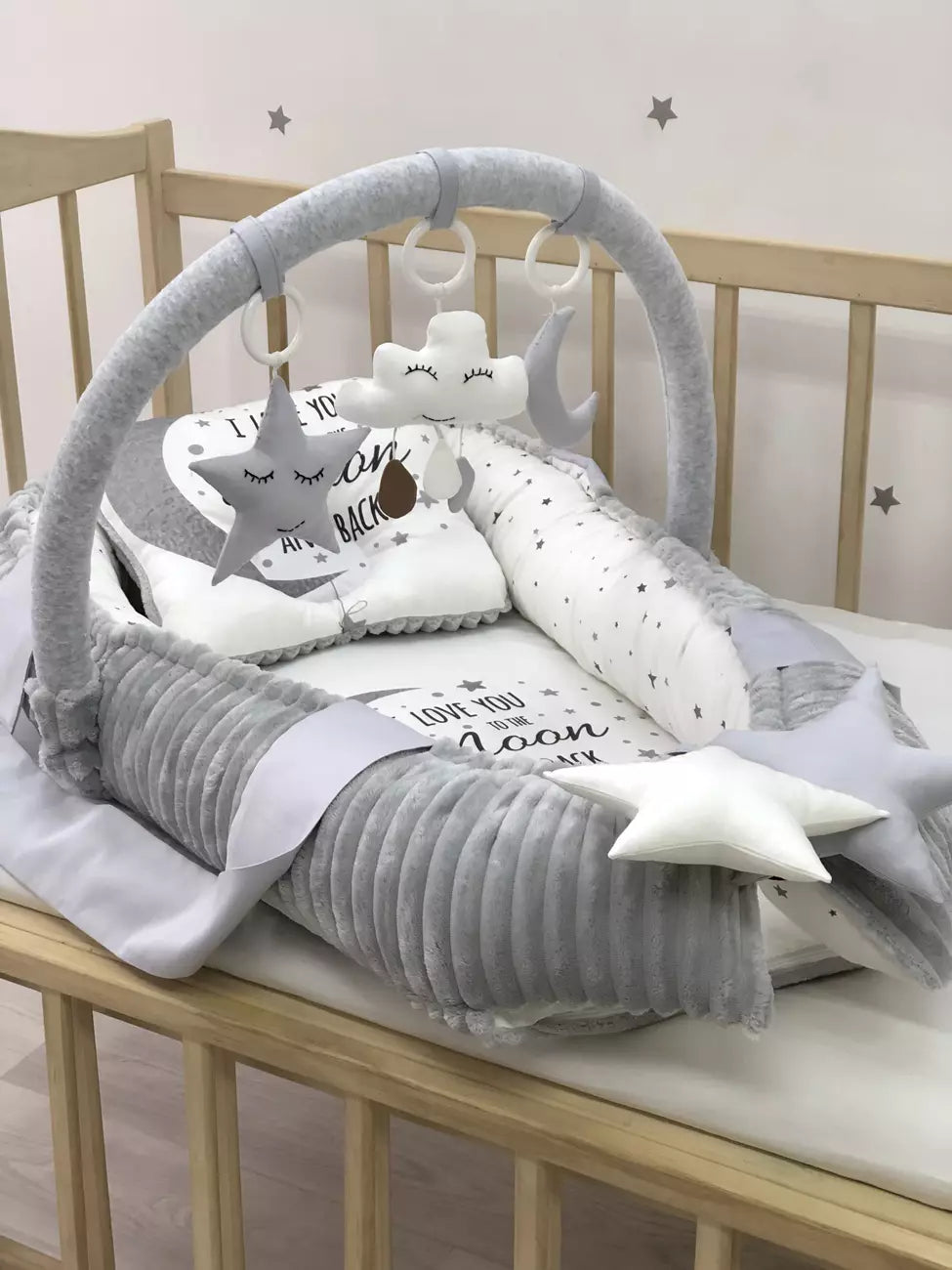 Baby nest “Grey moon” - Baby Bedding Worlds