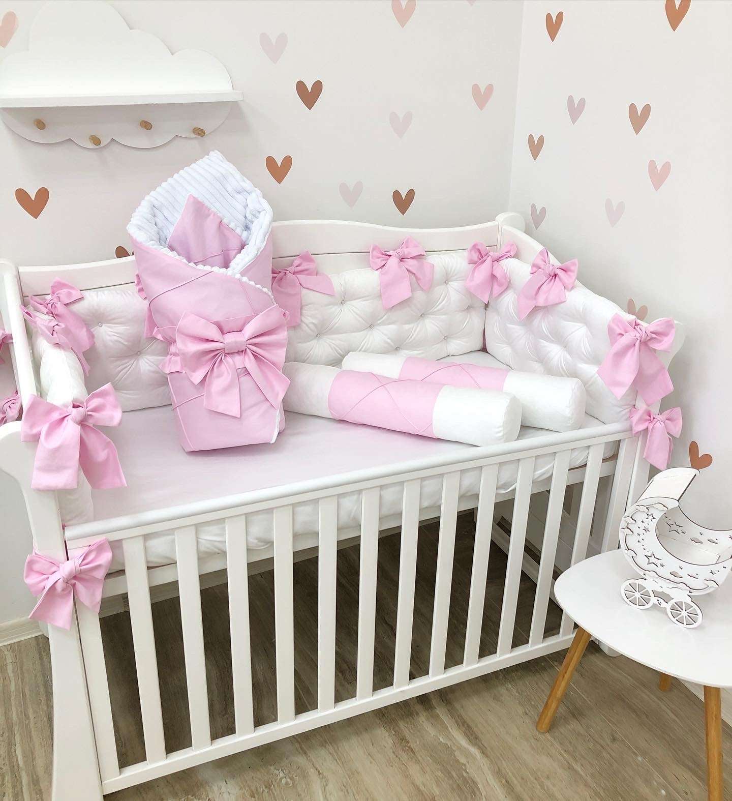 Crib Bedding sets "Pink bows" - Baby Bedding Worlds