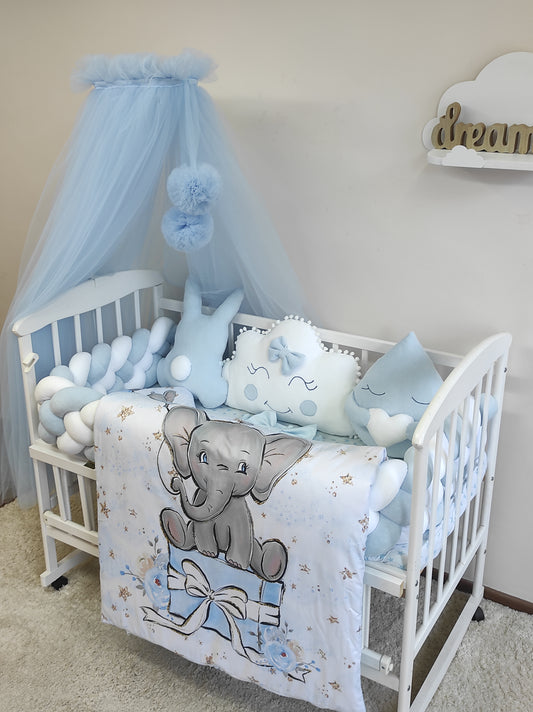 Das Geschenk der Träume | Luxuriöses 10-teiliges Elefanten- & Himmelbett-Kinderzimmer-Set