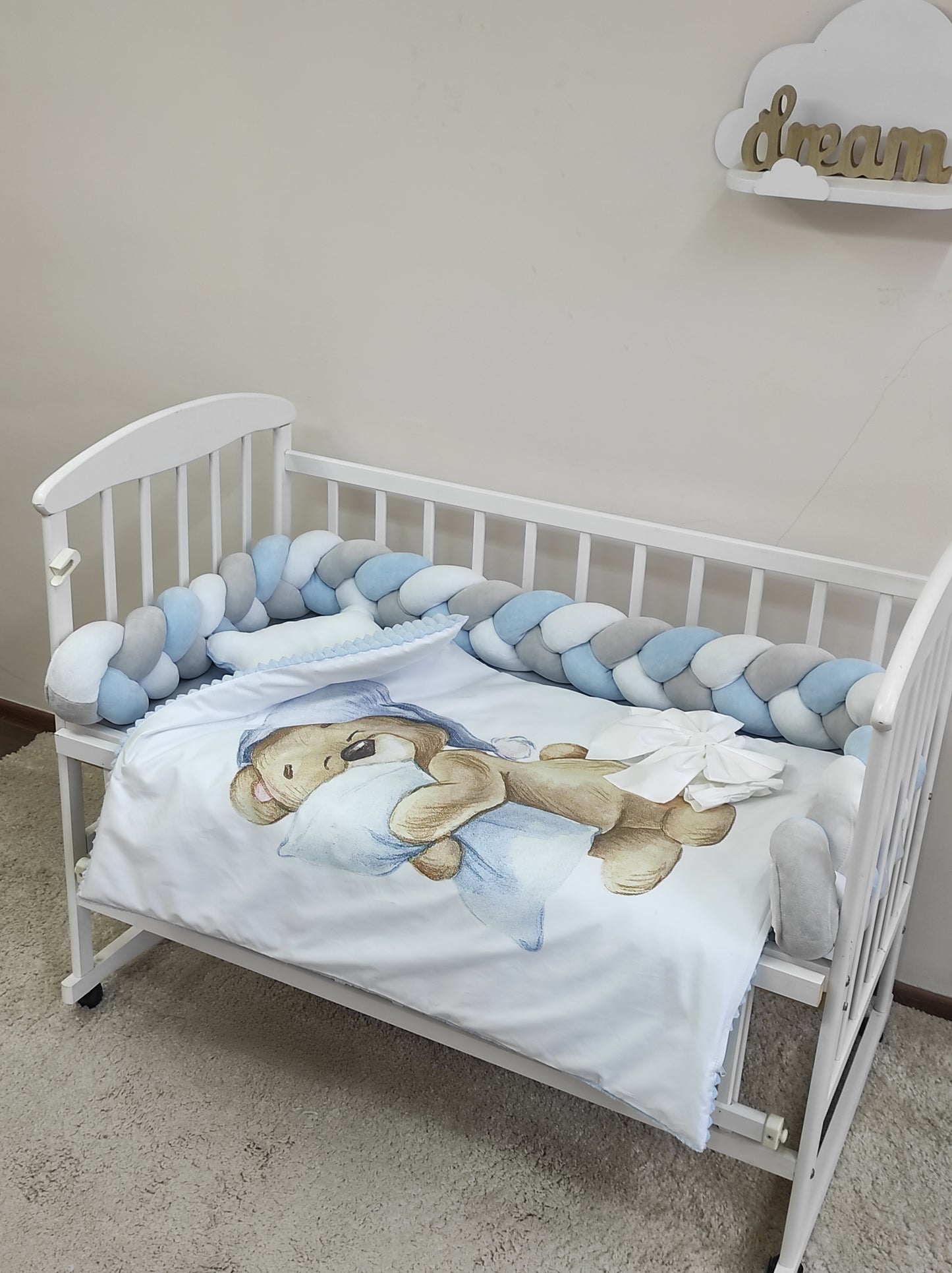 The Midnight Sky Deluxe 5-Piece Crib Set | Hand-Braided Luxury & Versatile Comfort