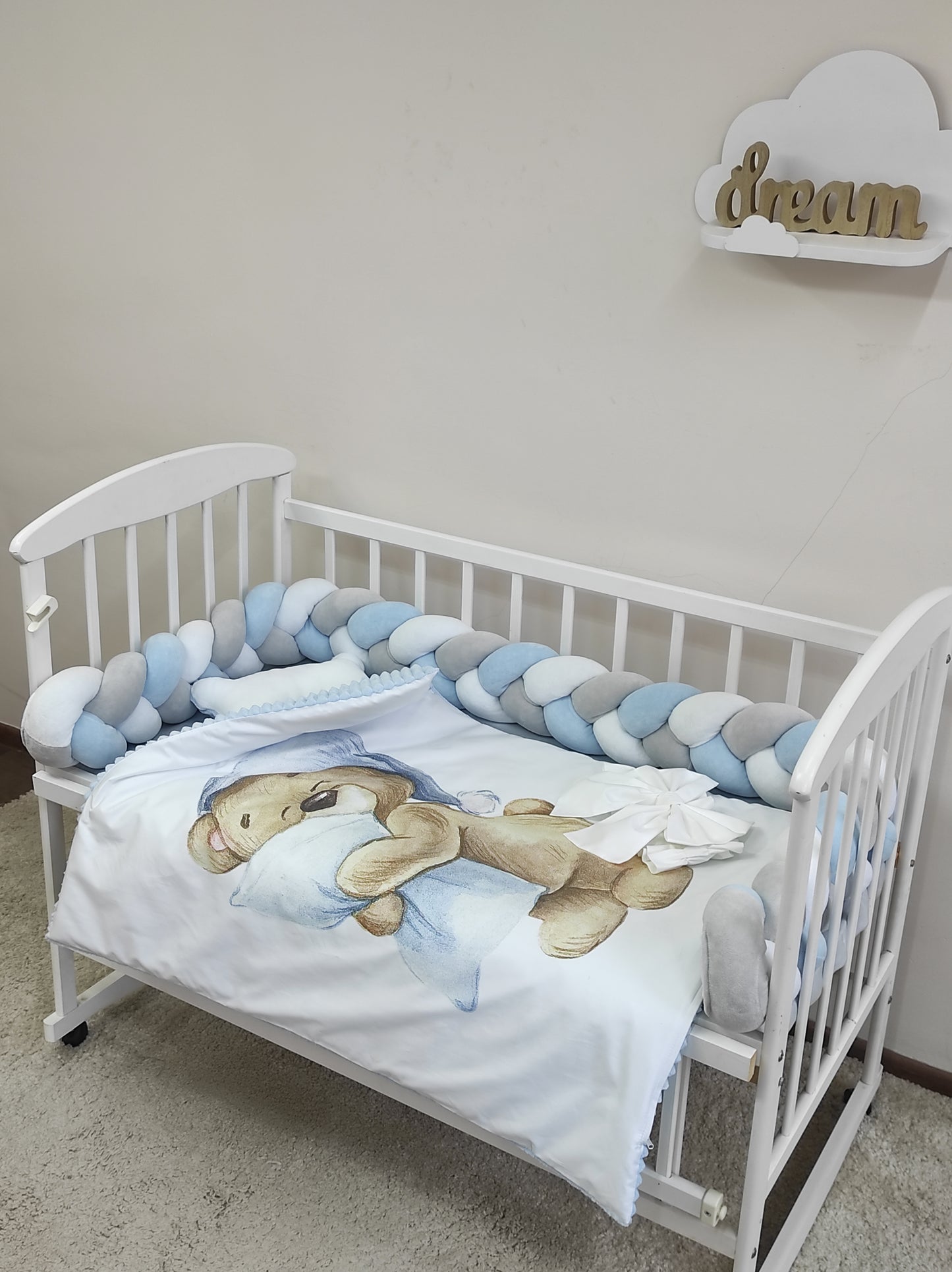 The Midnight Sky Deluxe 5-Piece Crib Set | Hand-Braided Luxury & Versatile Comfort