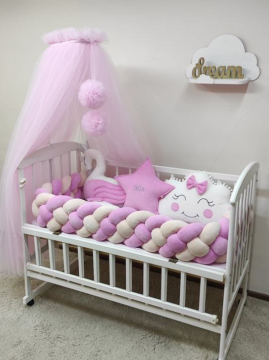 Rosa & Pfirsich Traum | Personalisiertes 8-teiliges Luxus-Kinderzimmer-Set