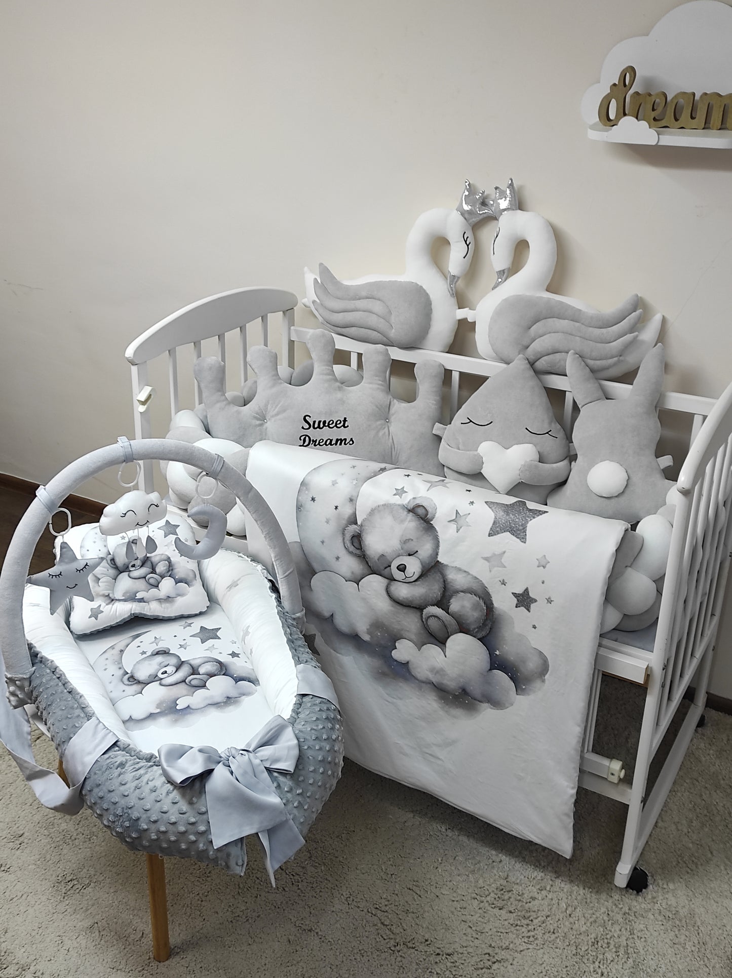 The Royal Slumber | Luxury 10-Piece Silver & Snow Nursery Collection