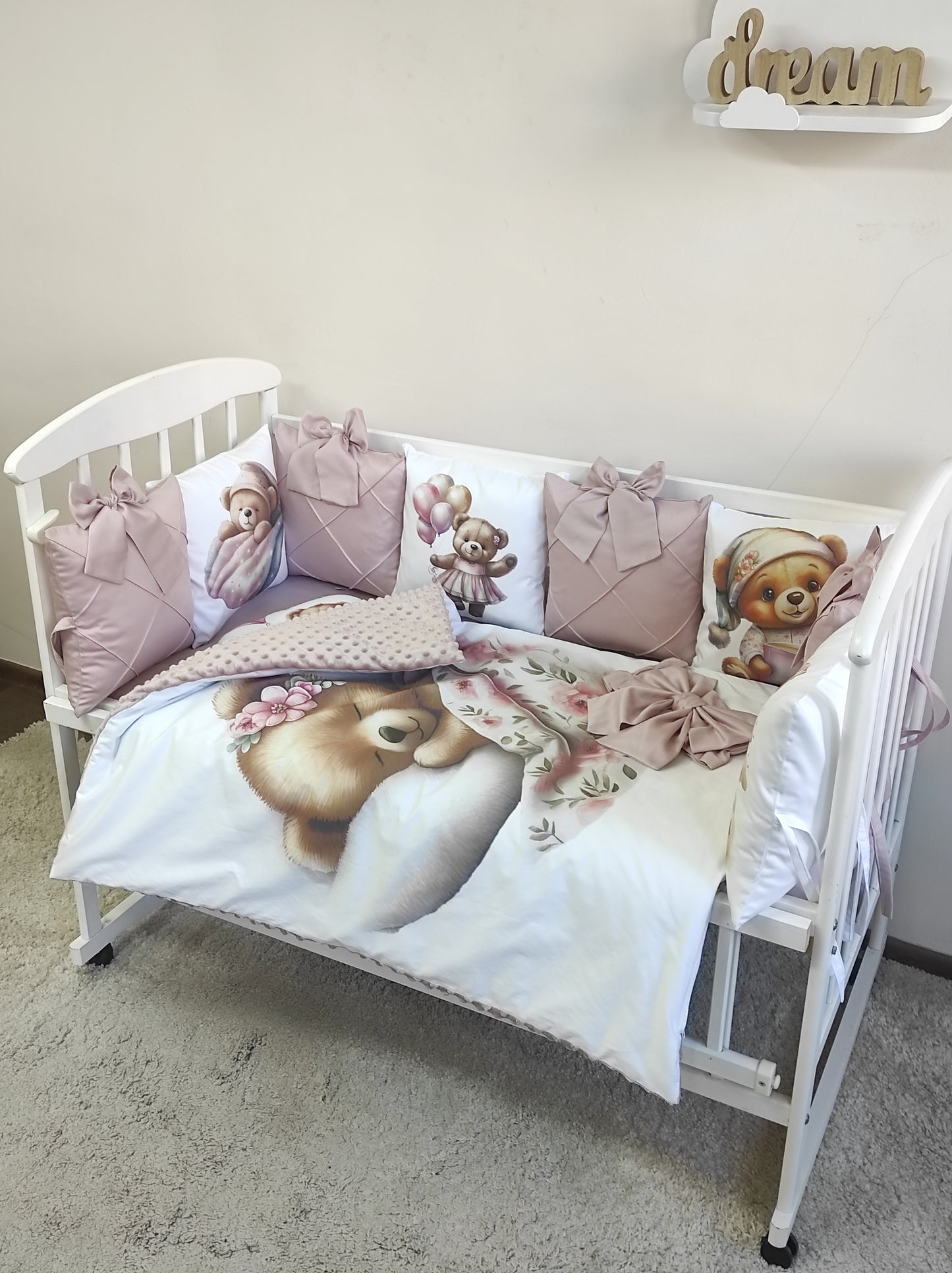 "The Blossom Bear & Powder Petals" 11-Piece Nursery Suite