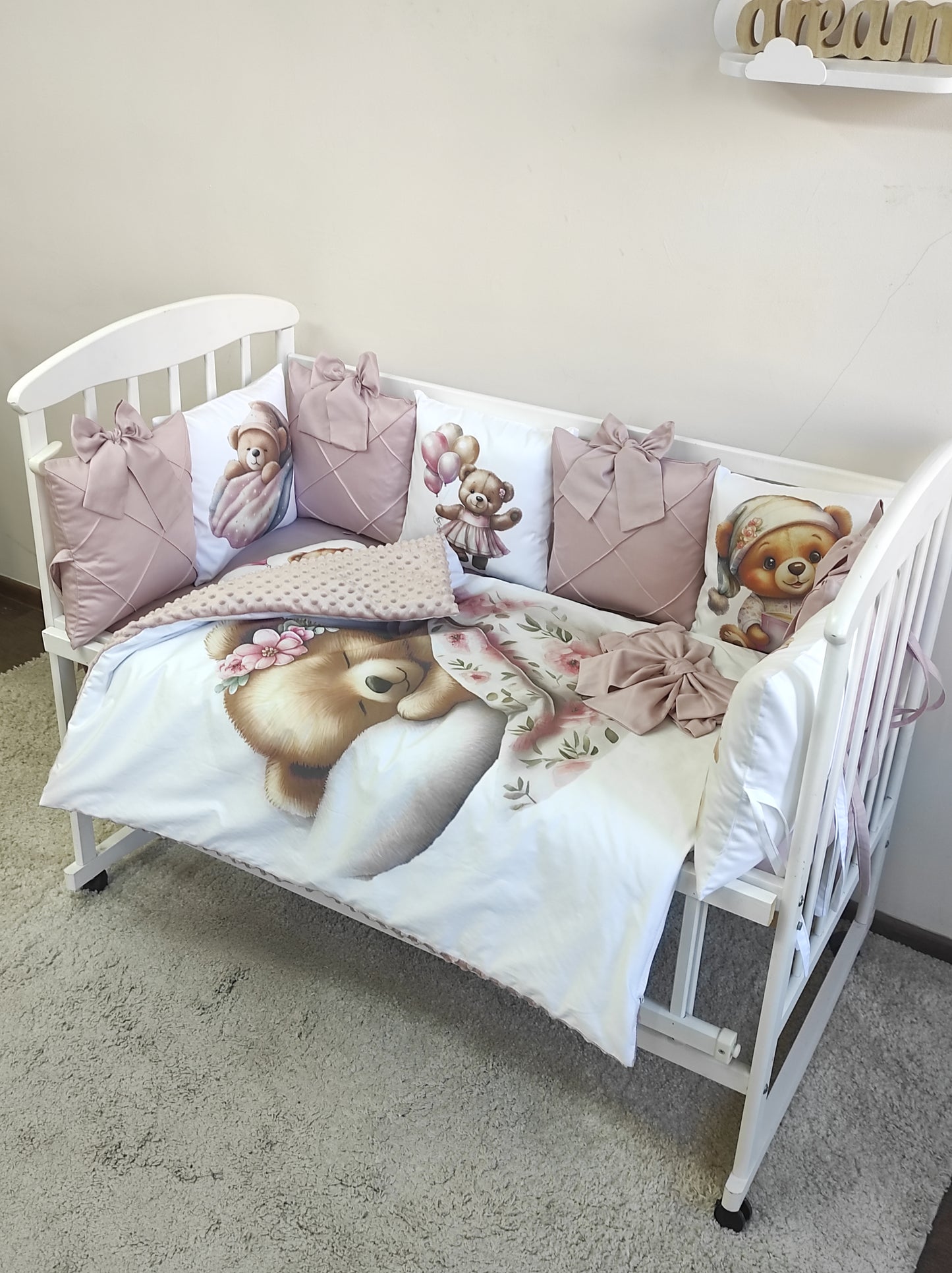 "The Blossom Bear & Powder Petals" 11-Piece Nursery Suite