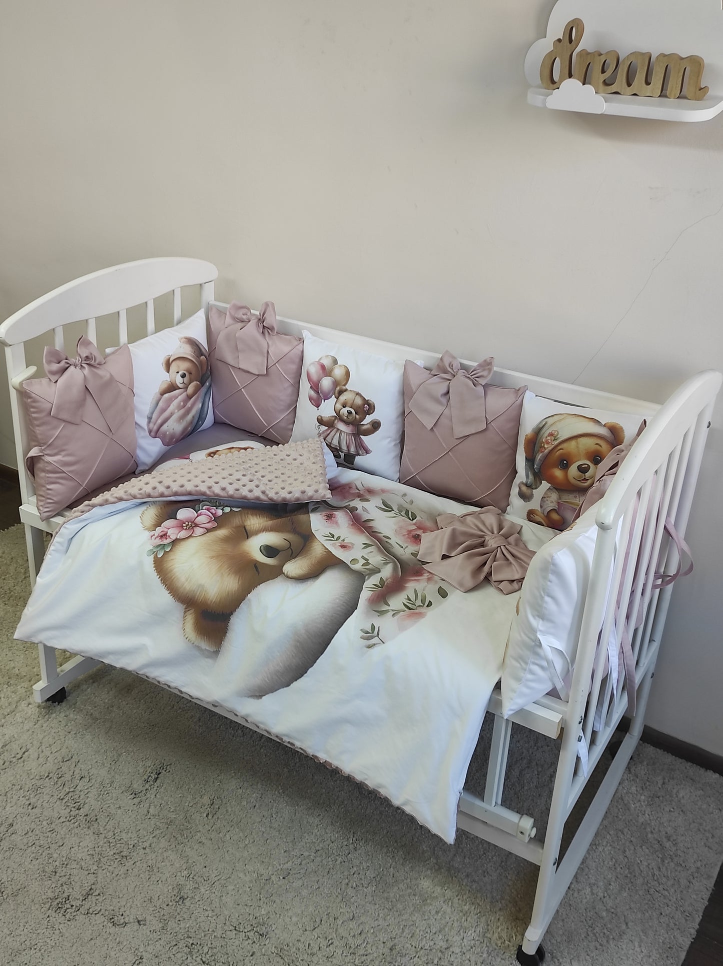 "The Blossom Bear & Powder Petals" 11-Piece Nursery Suite
