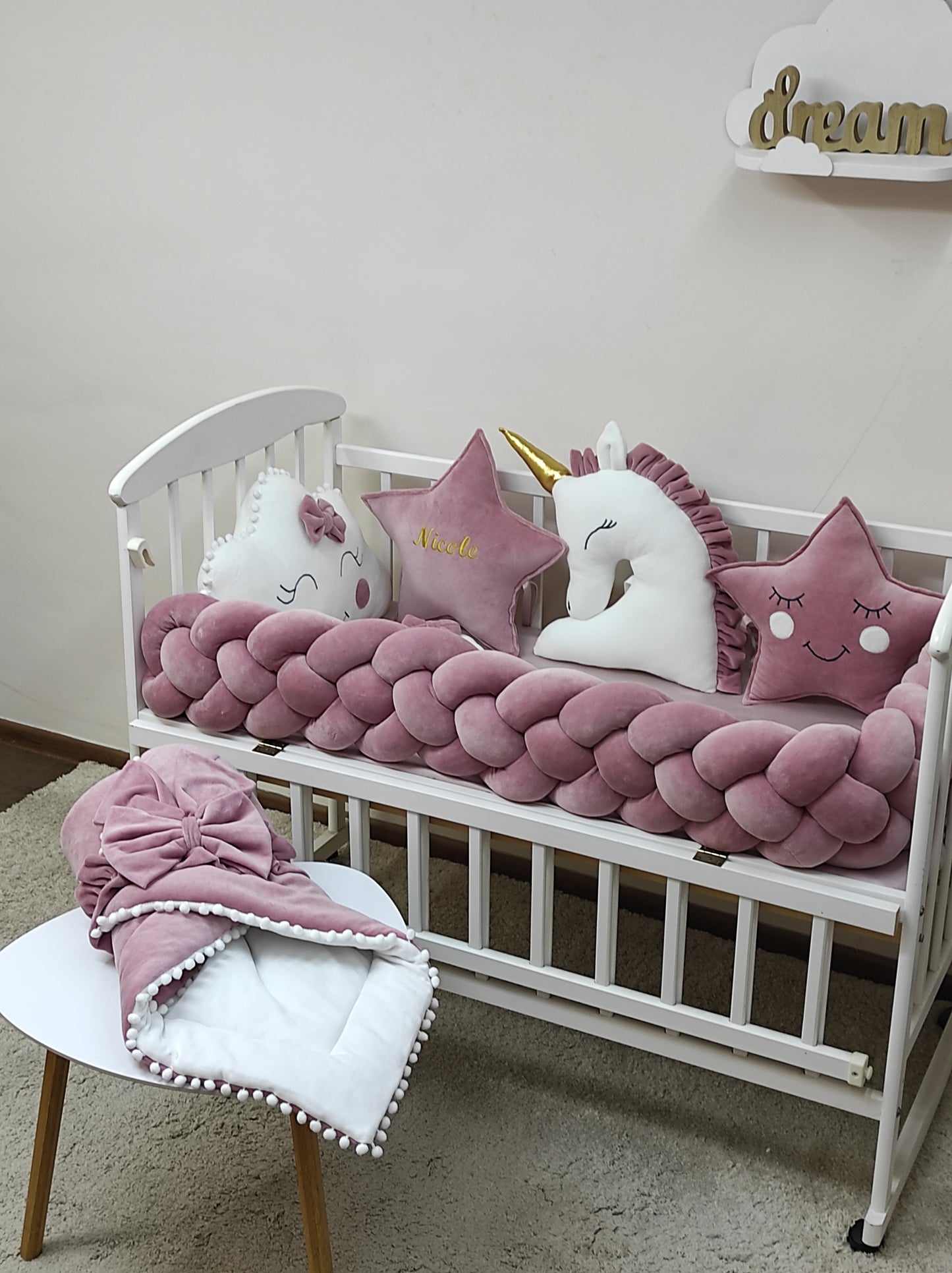 Antique Rose Unicorn Magic | Deluxe 8-Piece Personalized Nursery Suite