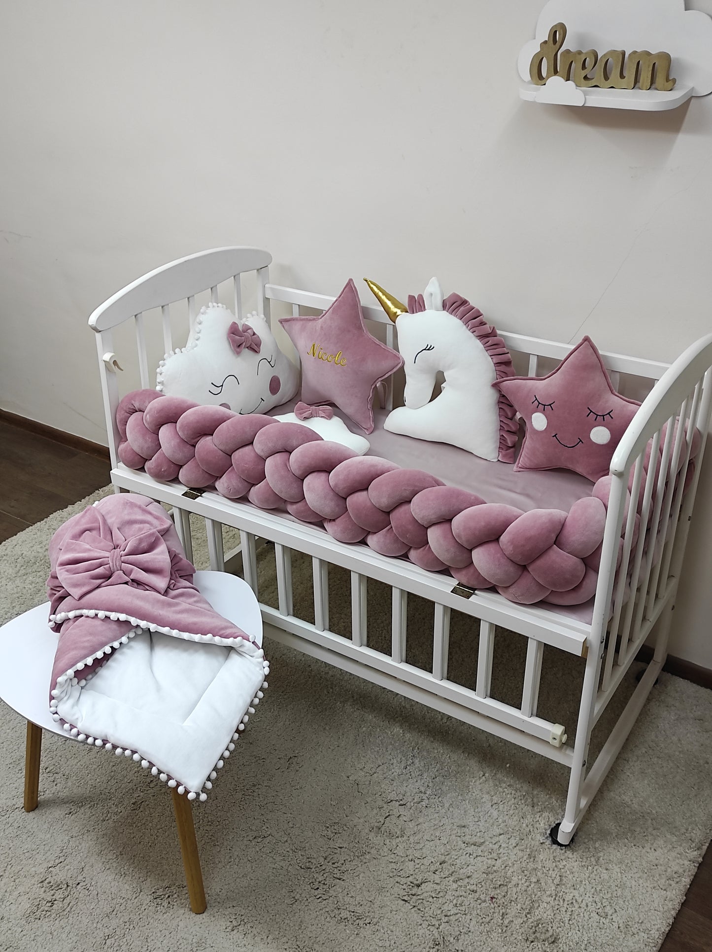 Antique Rose Unicorn Magic | Deluxe 8-Piece Personalized Nursery Suite