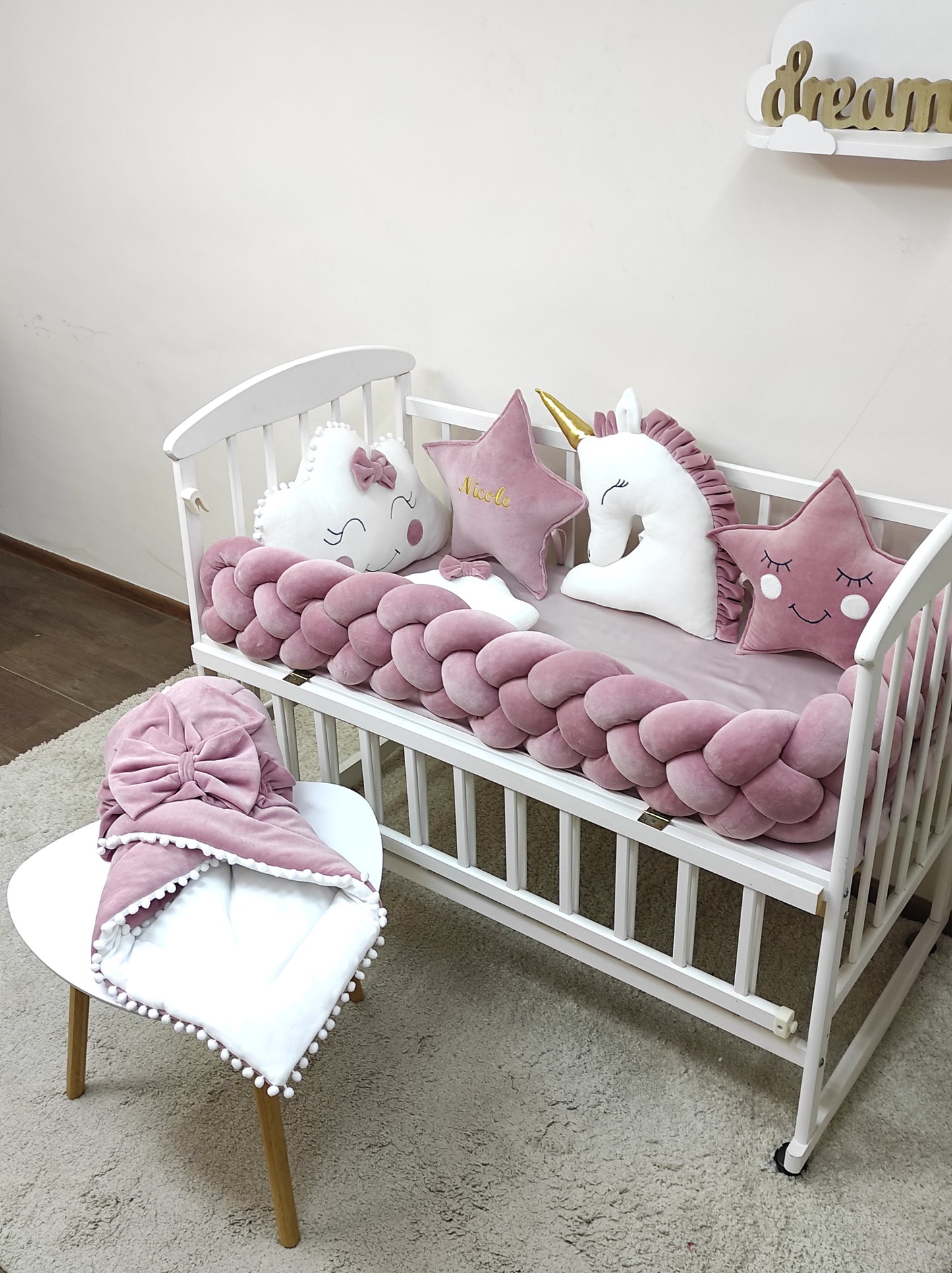 Antique Rose Unicorn Magic | Deluxe 8-Piece Personalized Nursery Suite