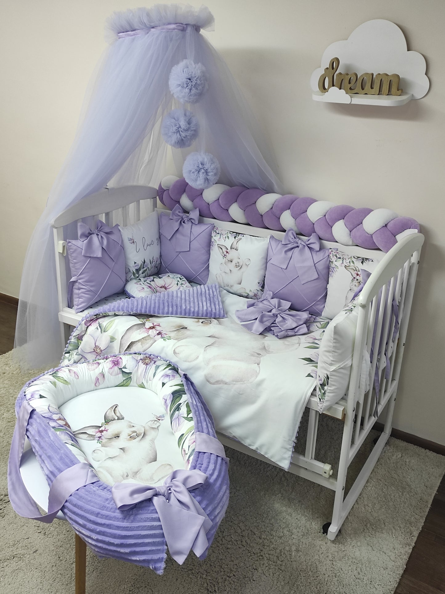 "Lavender Bunny & Floral Dreams" 15-Piece Full Luxury Suite