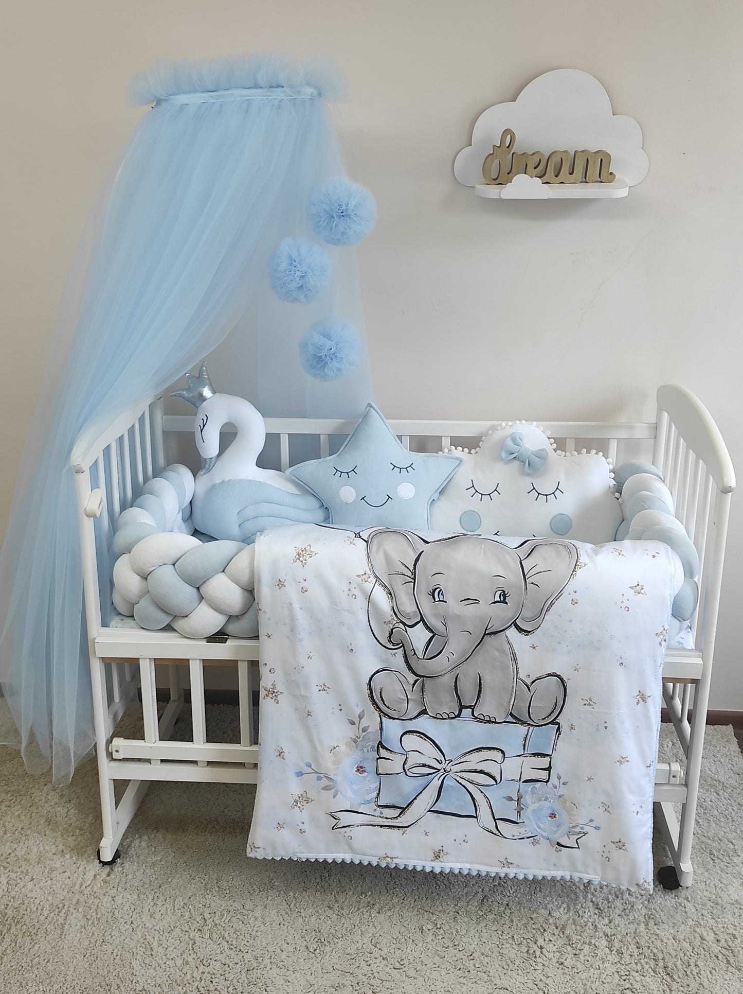 Celestial Elephant & Swan | Deluxe 10-Piece Luxury Canopy Bedding Suite