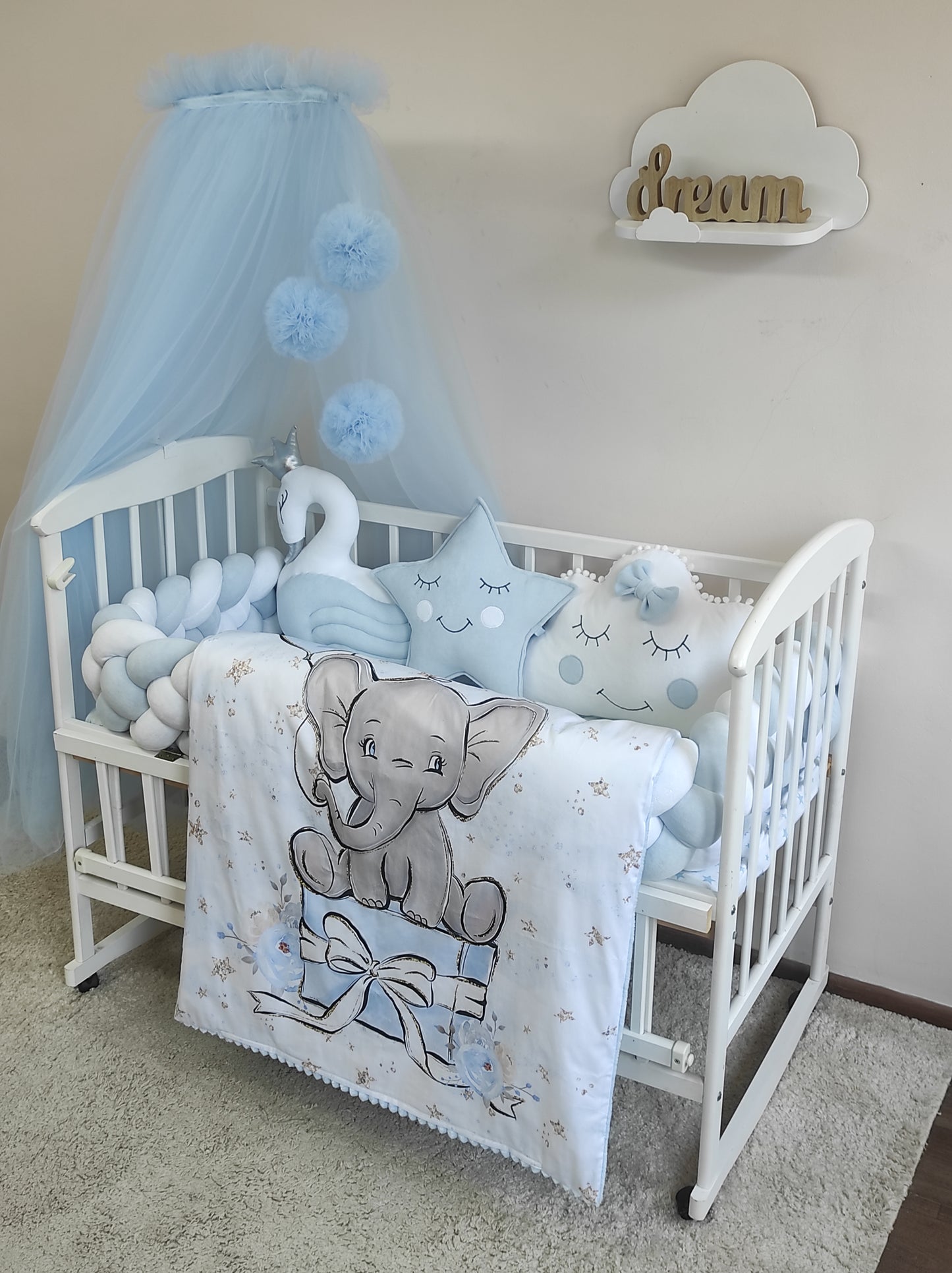 Celestial Elephant & Swan | Deluxe 10-Piece Luxury Canopy Bedding Suite