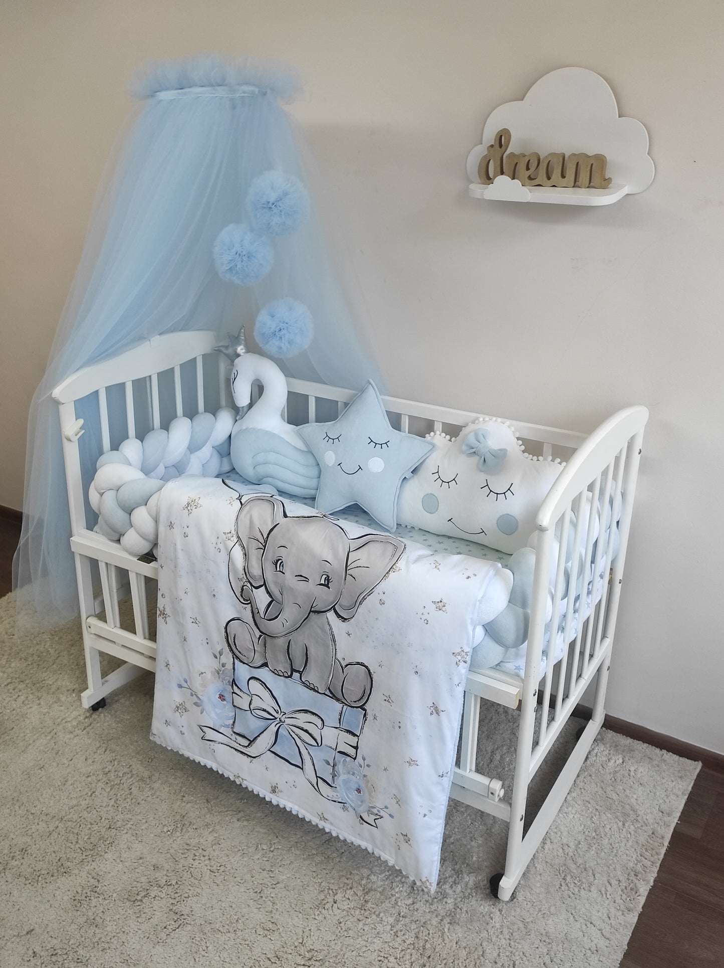 Celestial Elephant & Swan | Deluxe 10-Piece Luxury Canopy Bedding Suite