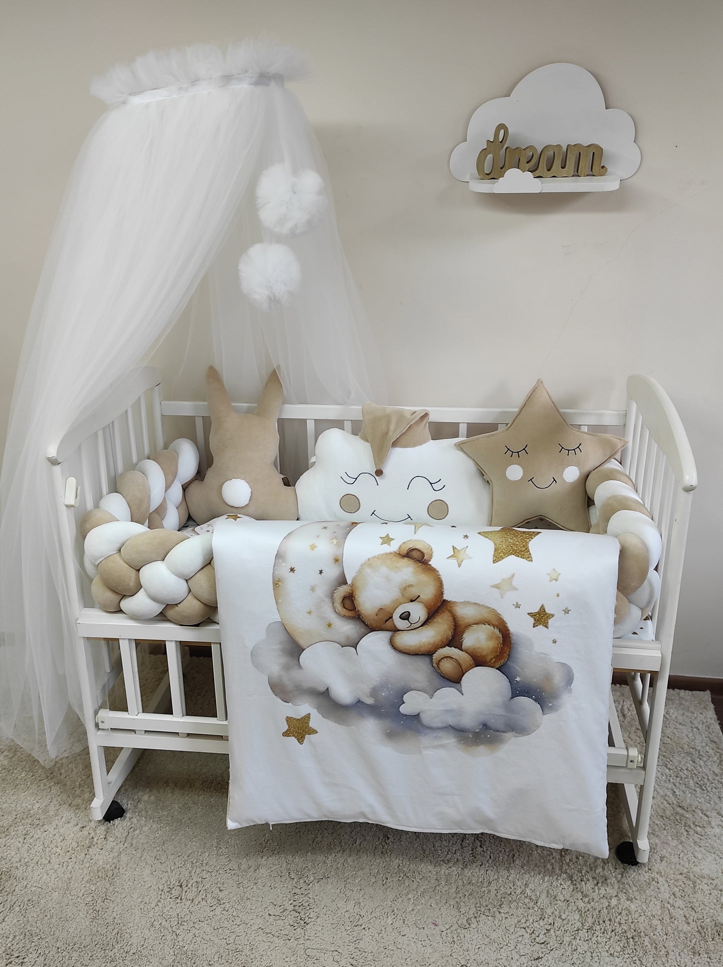 8-Piece Midnight Blue Deluxe Nursery Bedding Set