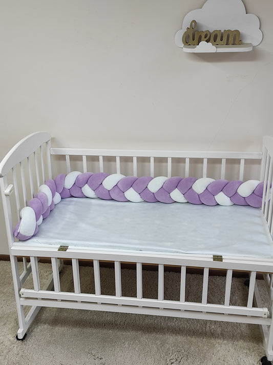 Lavender & White Braided Crib Bumper