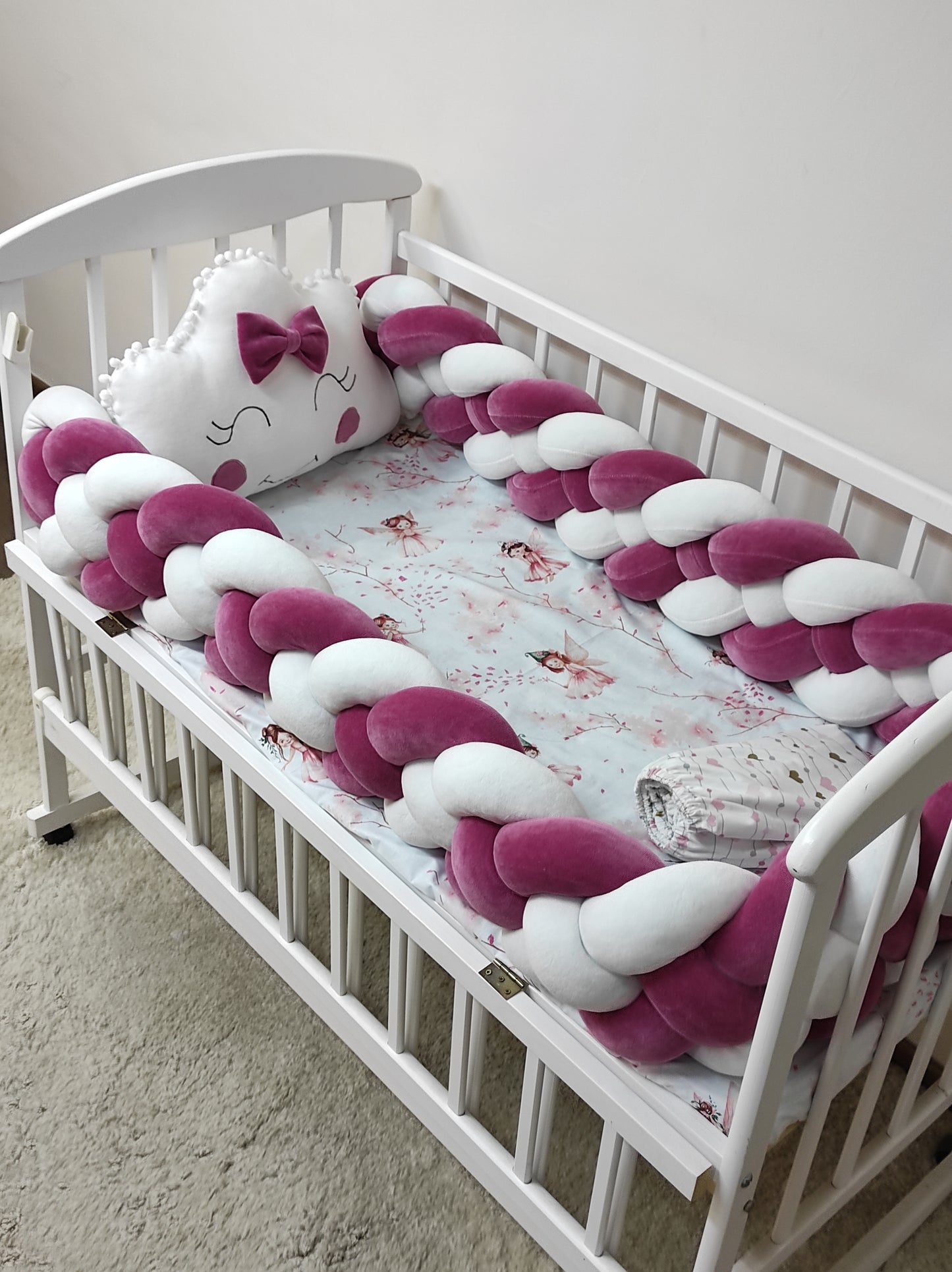 Raspberry Cloud Crib Set