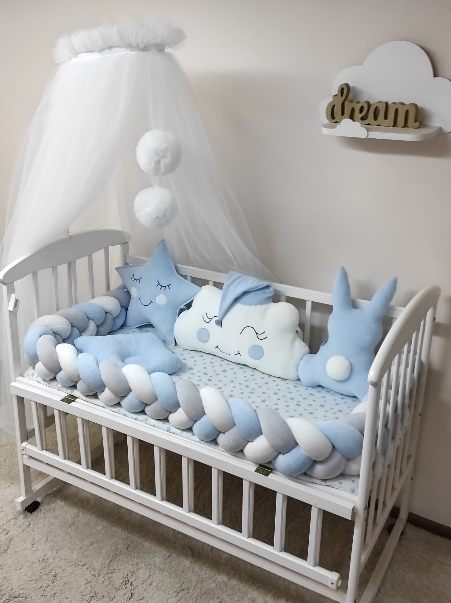 Blue & White Celestial Crib Bedding Set - Sky Dreams Collection