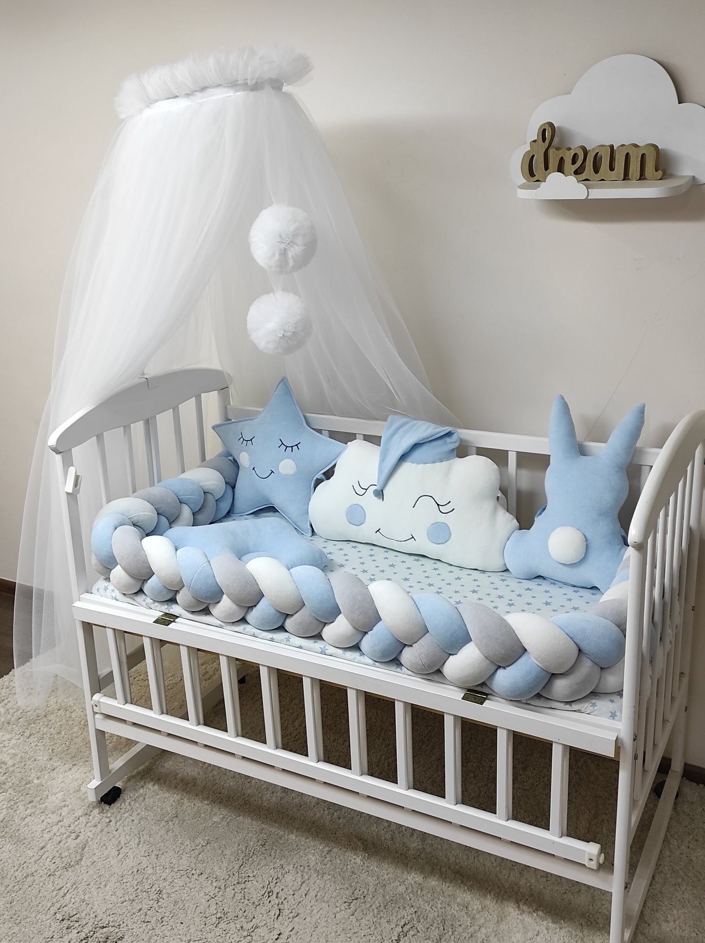 Blue & White Celestial Crib Bedding Set - Sky Dreams Collection