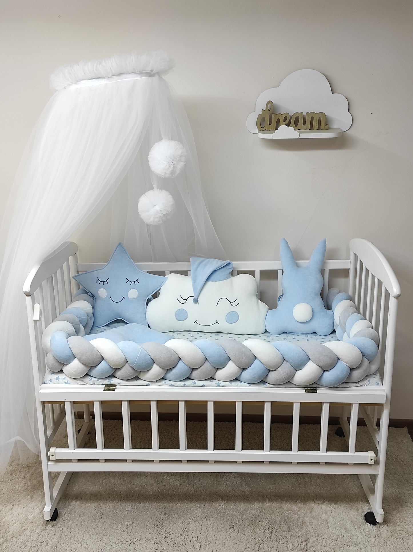 Blue & White Celestial Crib Bedding Set - Sky Dreams Collection