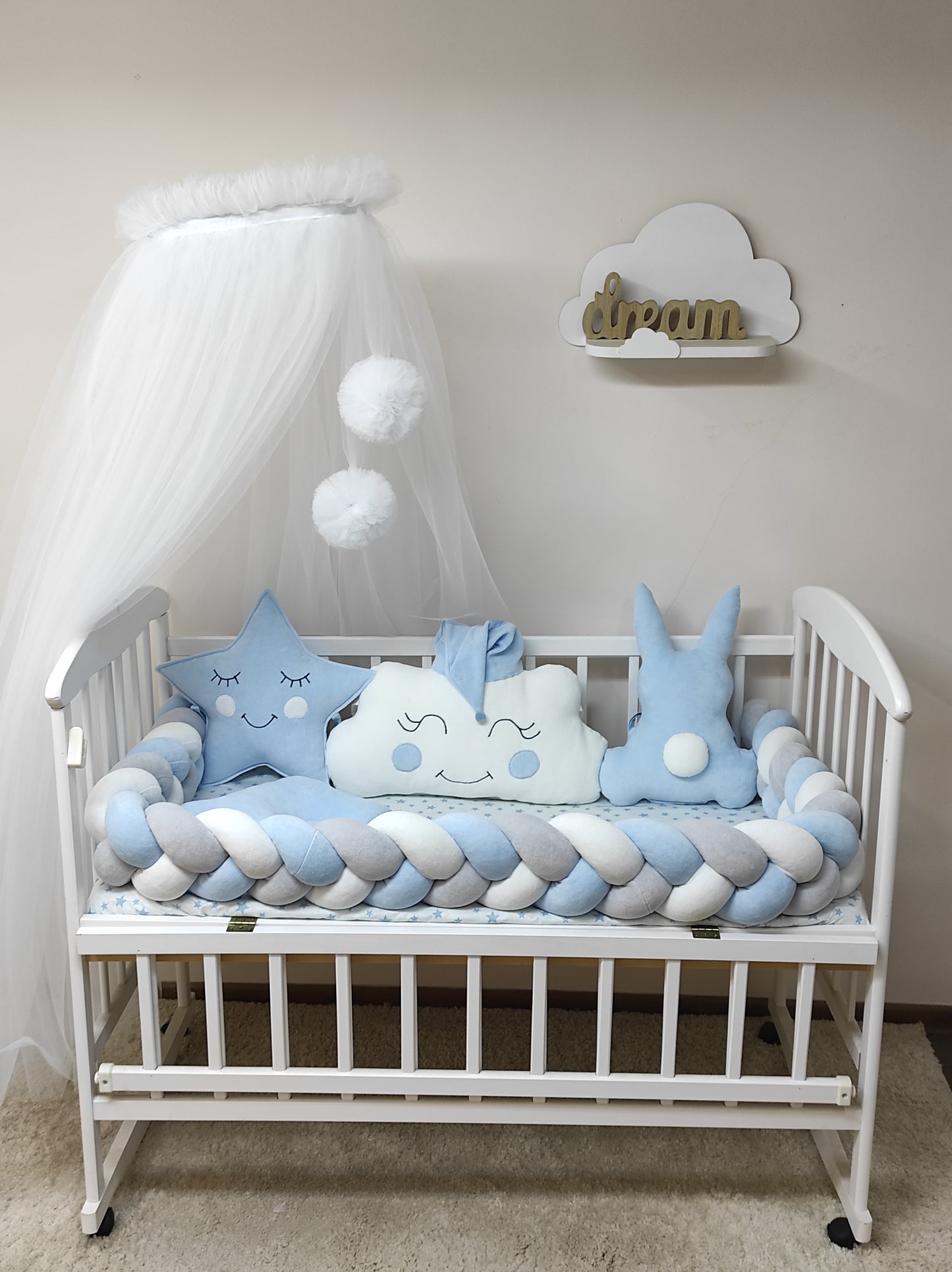 Blue & White Celestial Crib Bedding Set - Sky Dreams Collection