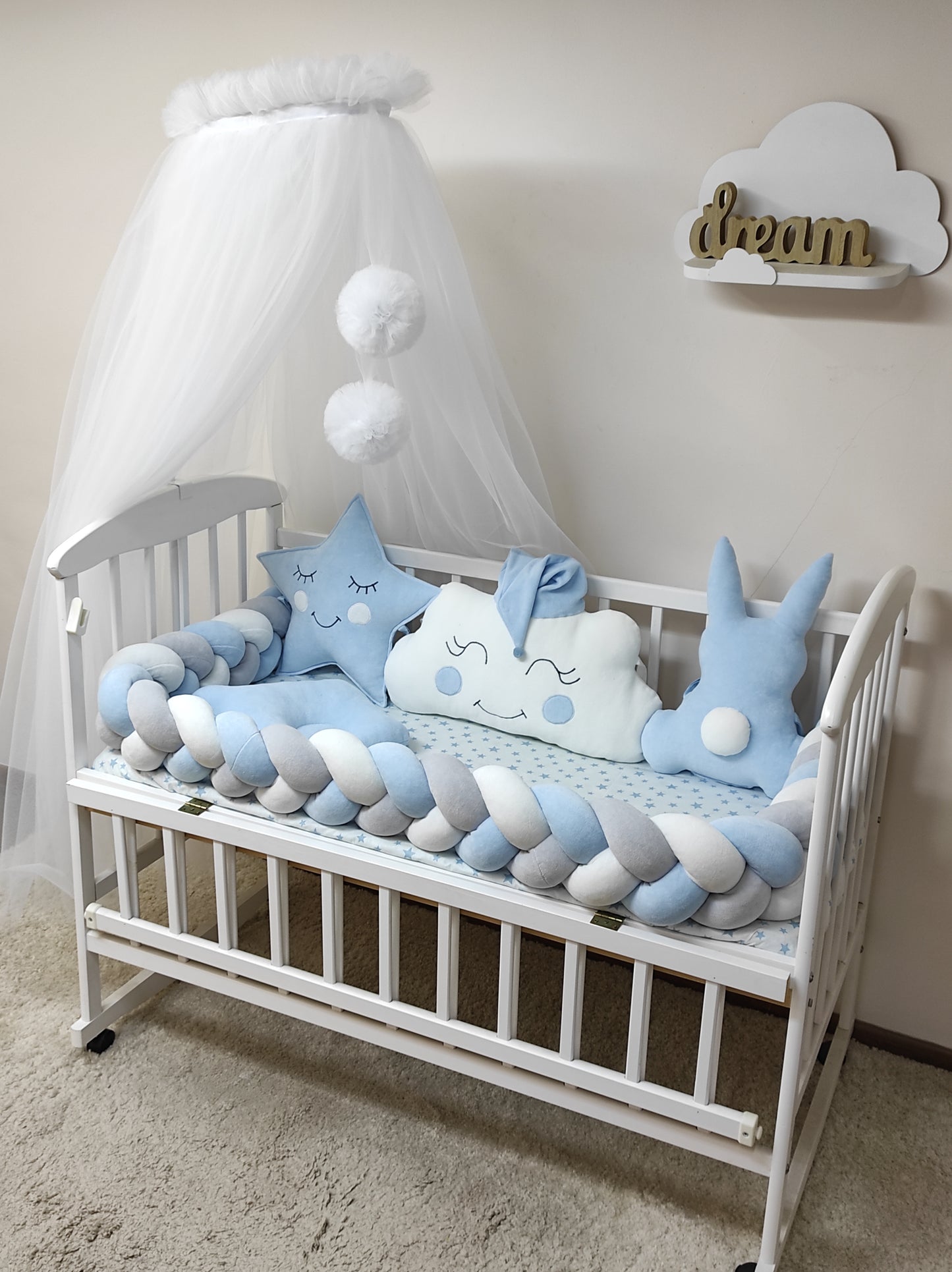 Blue & White Celestial Crib Bedding Set - Sky Dreams Collection