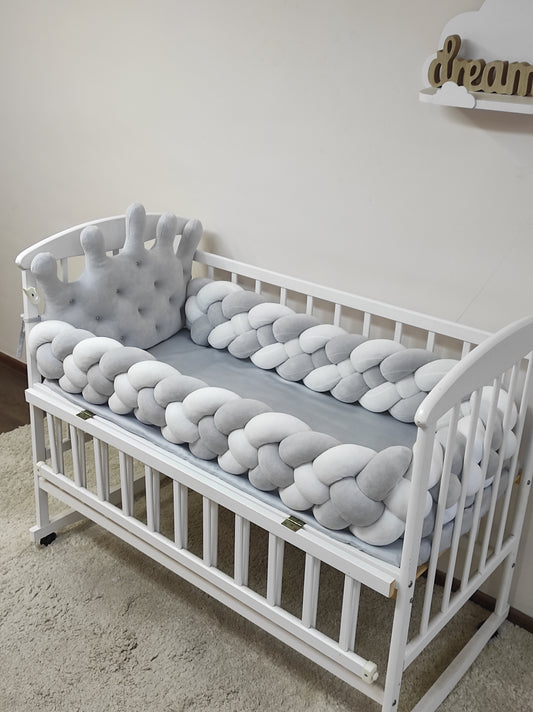 Grey Crown Crib Bumper