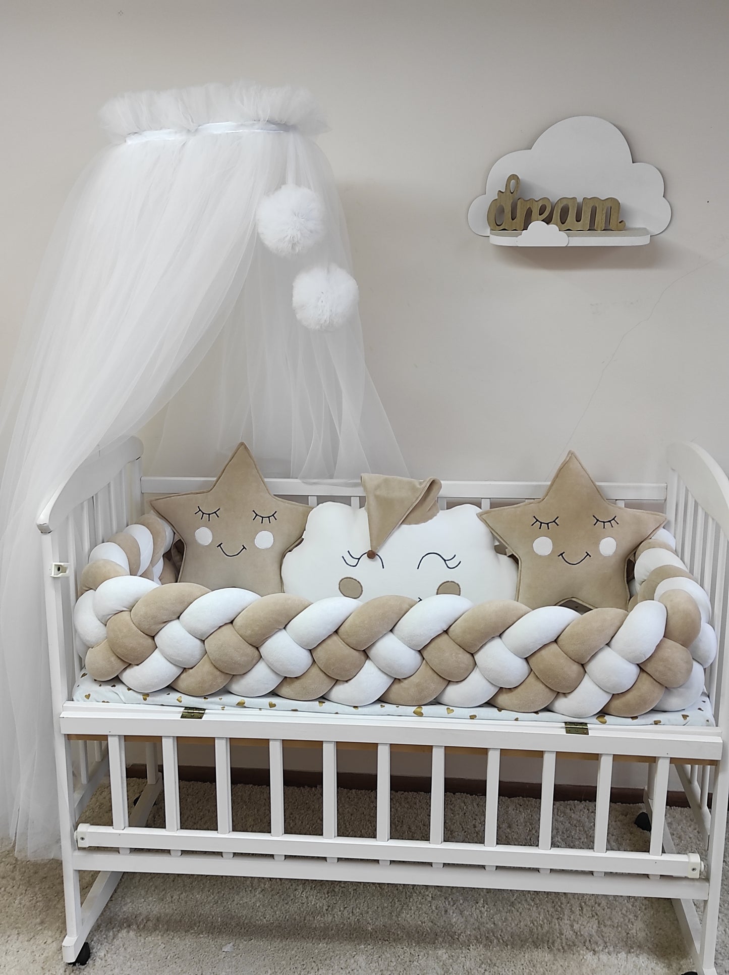 Timeless Elegance 8-Piece Luxury Bedding Set - Classic Ivory & White Nursery Suite