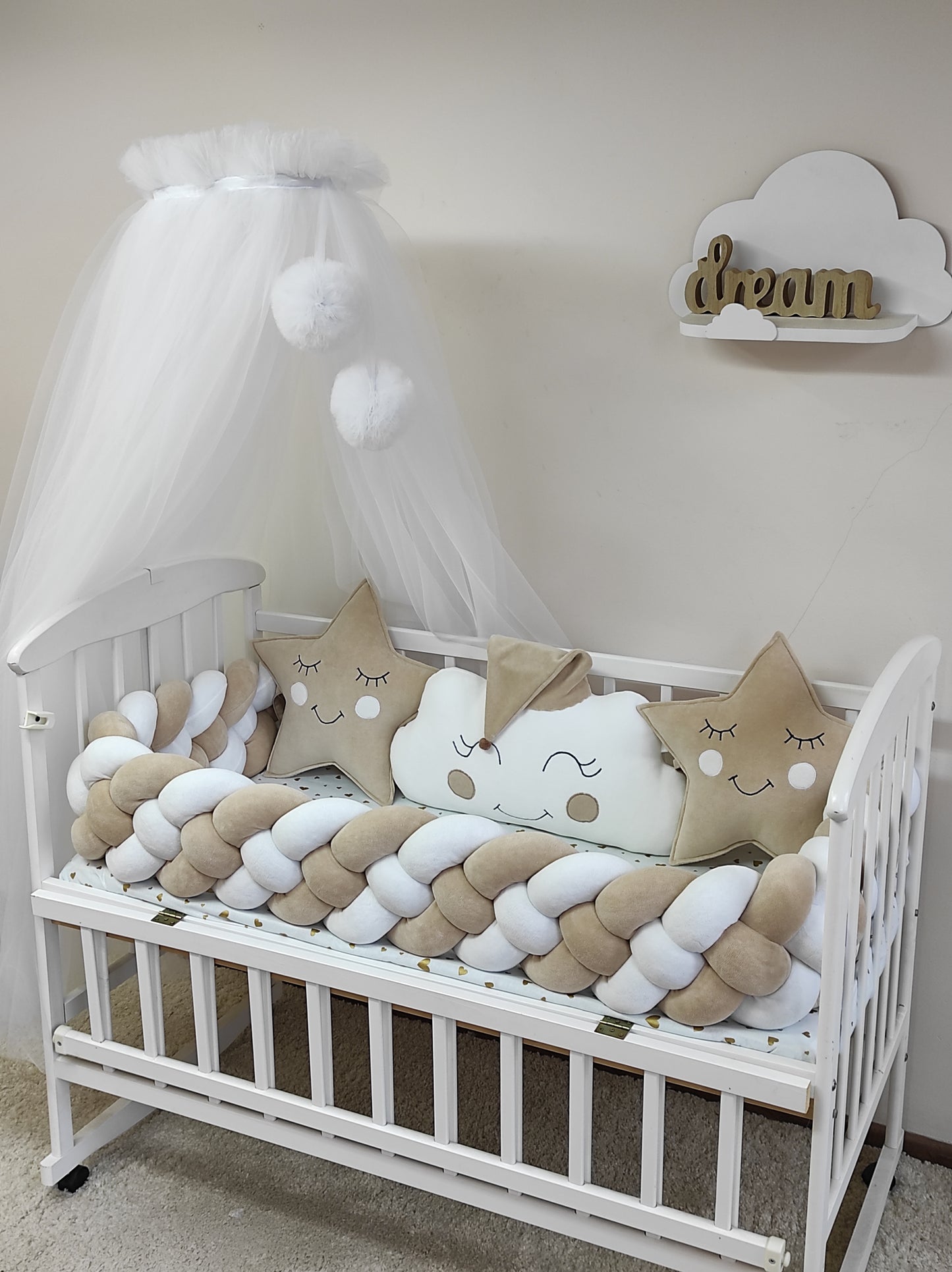 Timeless Elegance 8-Piece Luxury Bedding Set - Classic Ivory & White Nursery Suite