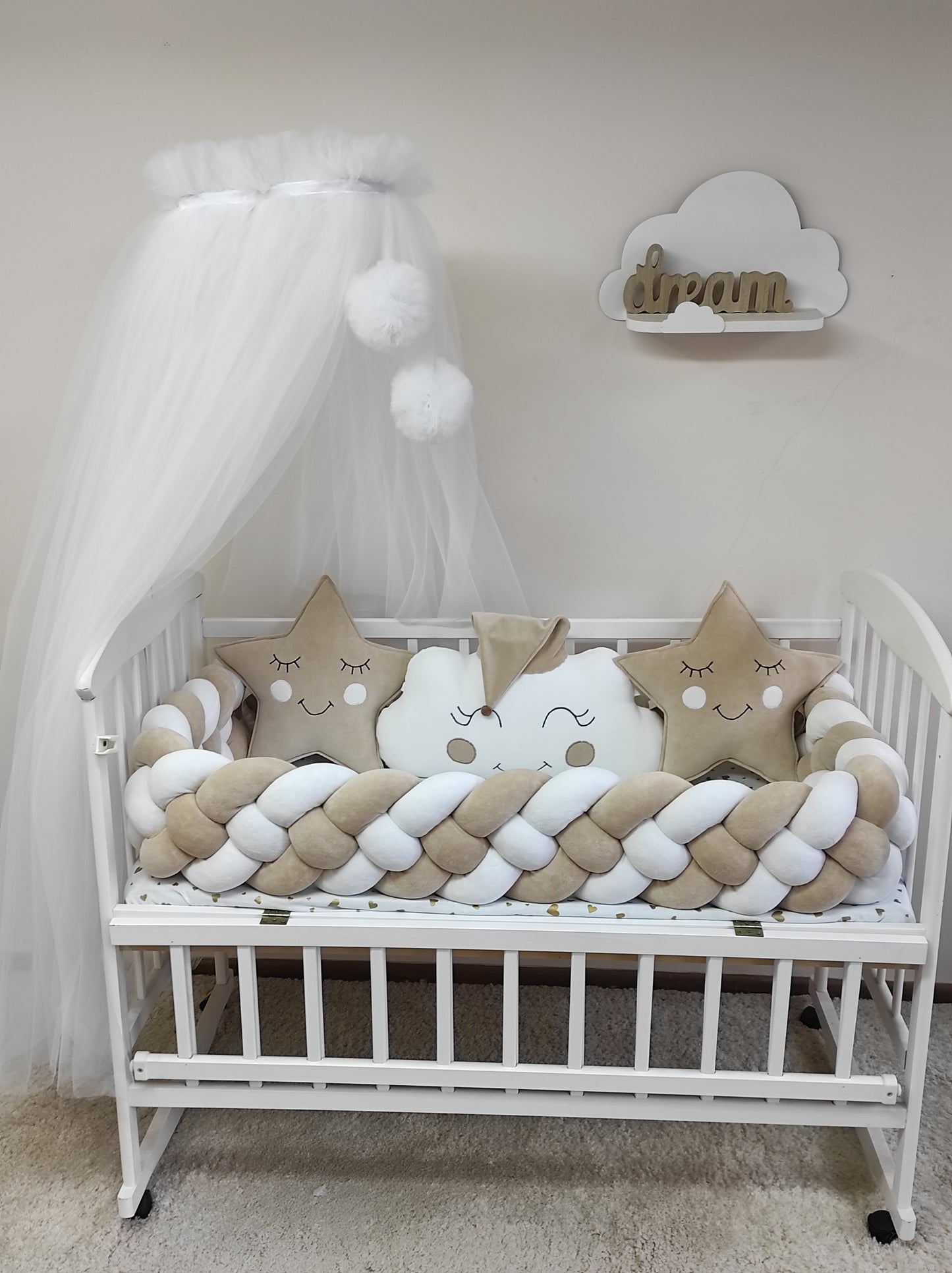 Timeless Elegance 8-Piece Luxury Bedding Set - Classic Ivory & White Nursery Suite