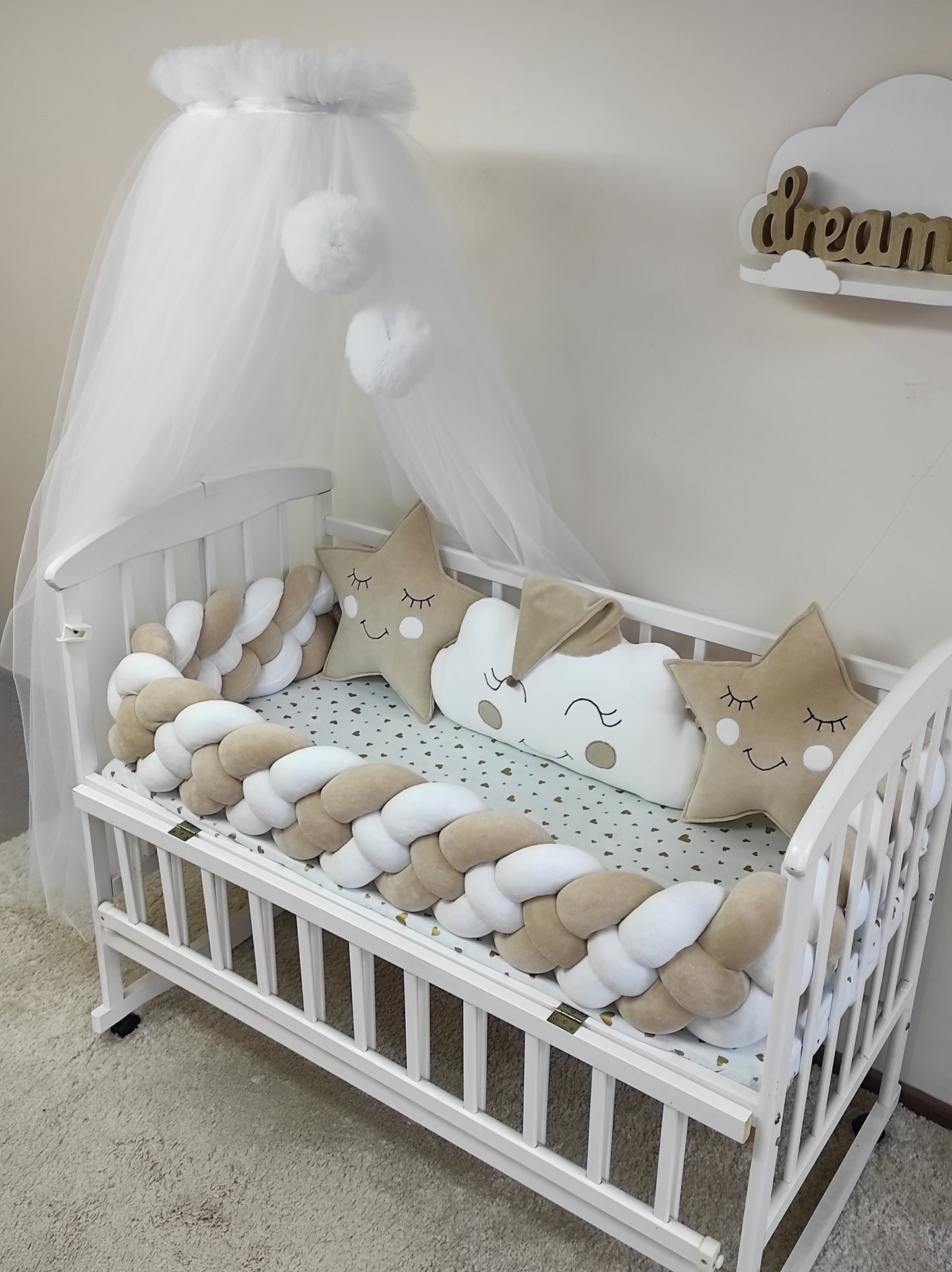 Timeless Elegance 8-Piece Luxury Bedding Set - Classic Ivory & White Nursery Suite