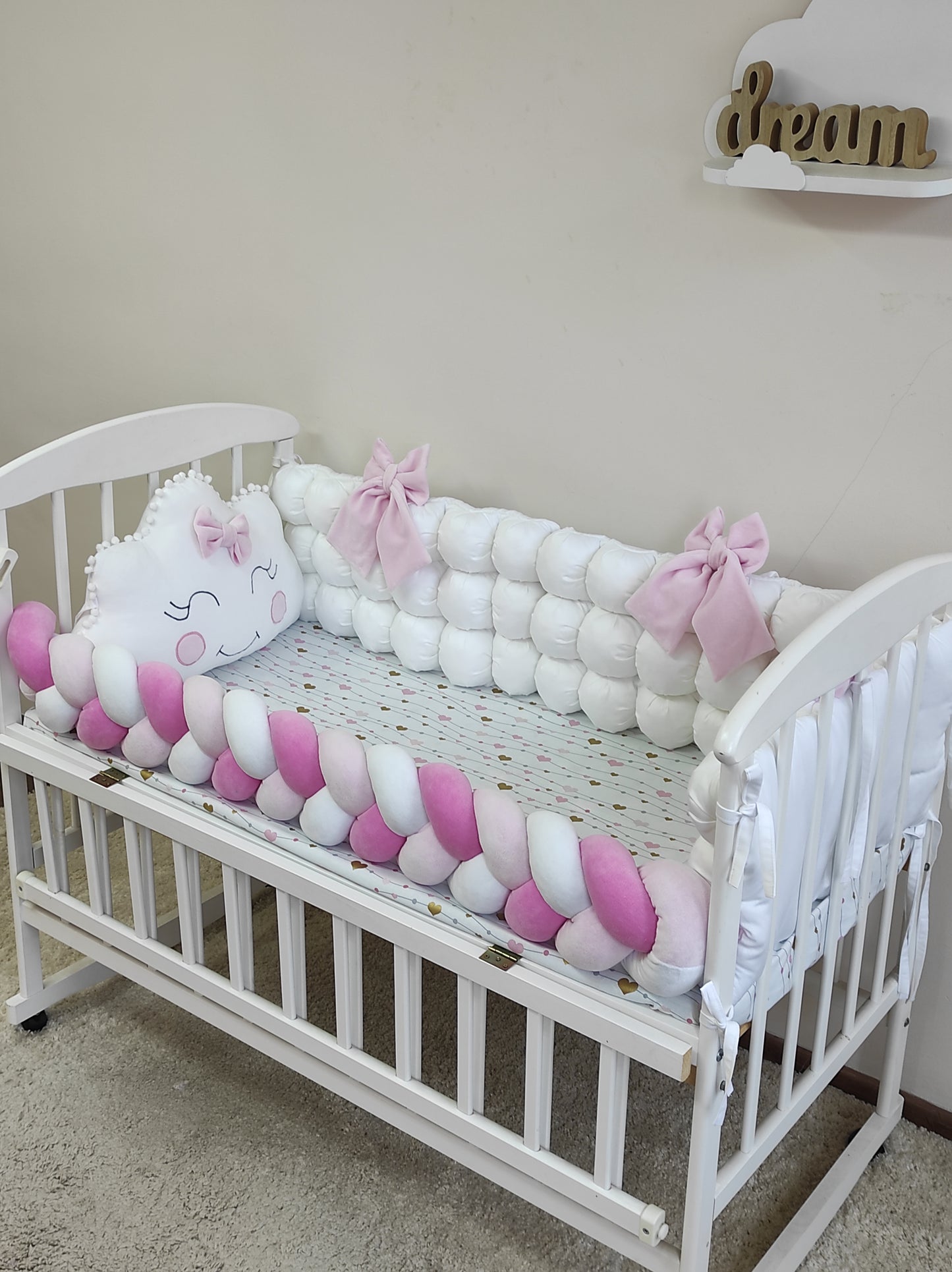 Raspberry & Blush Cloud Crib Set