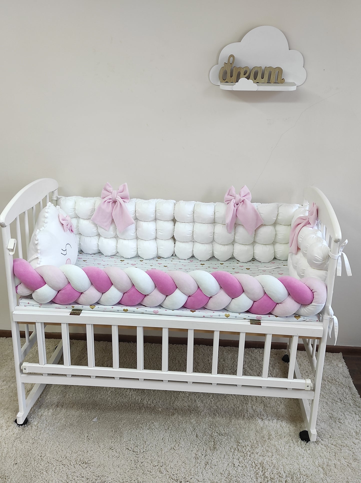 Raspberry & Blush Cloud Crib Set