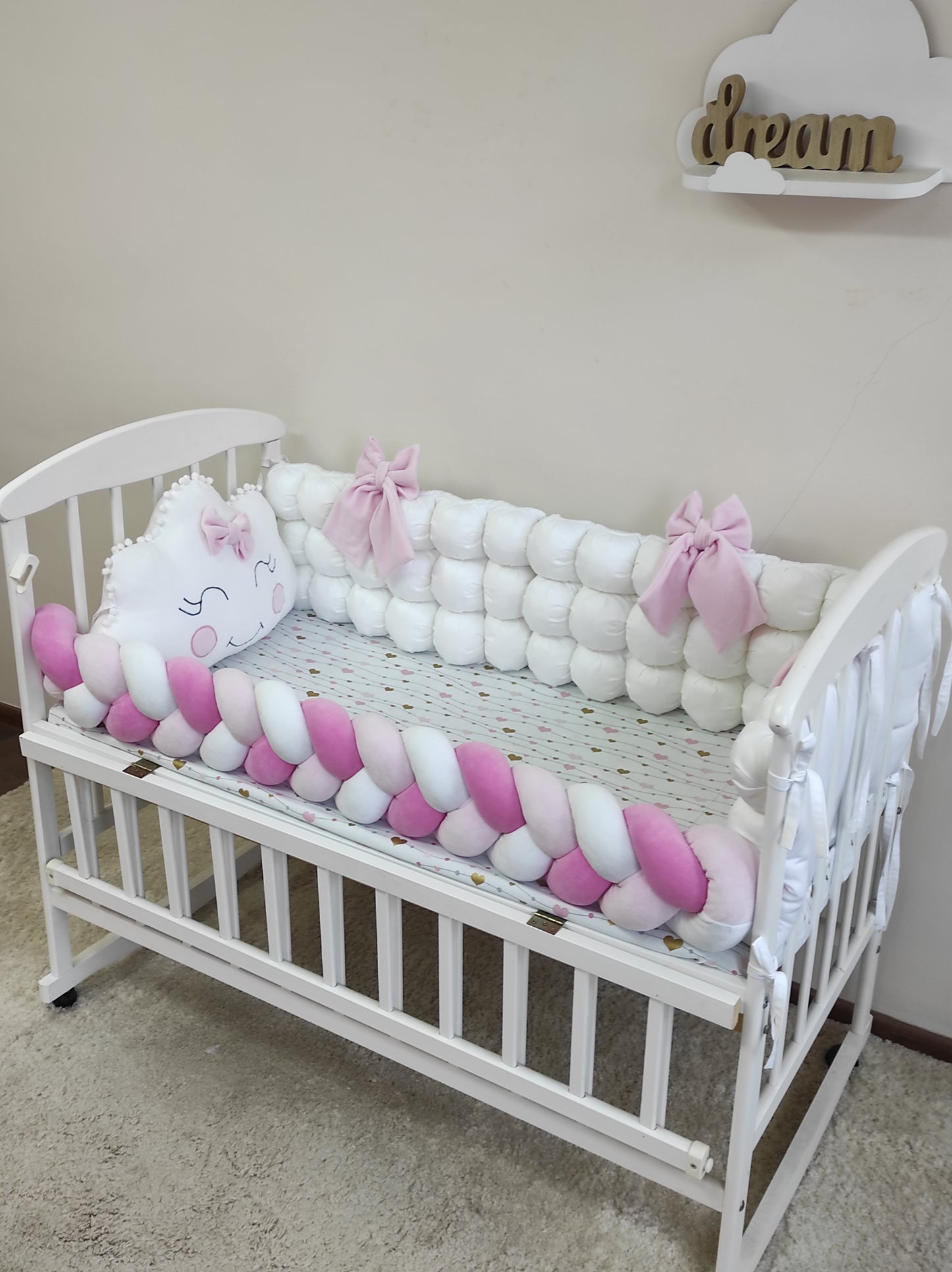Raspberry & Blush Cloud Crib Set