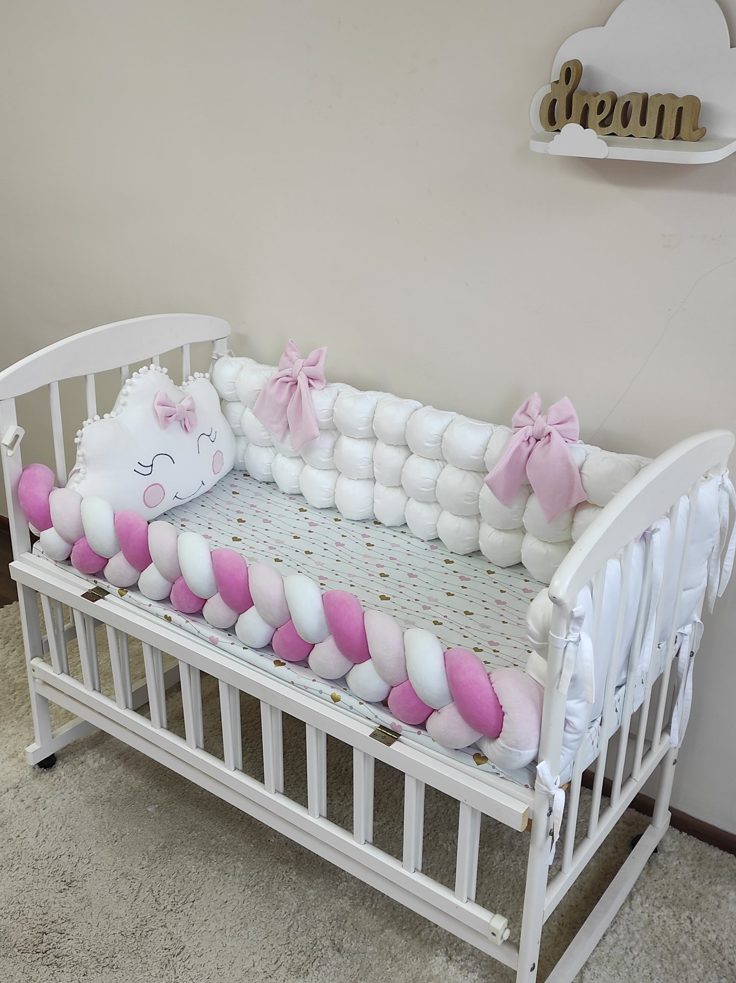 Raspberry & Blush Cloud Crib Set