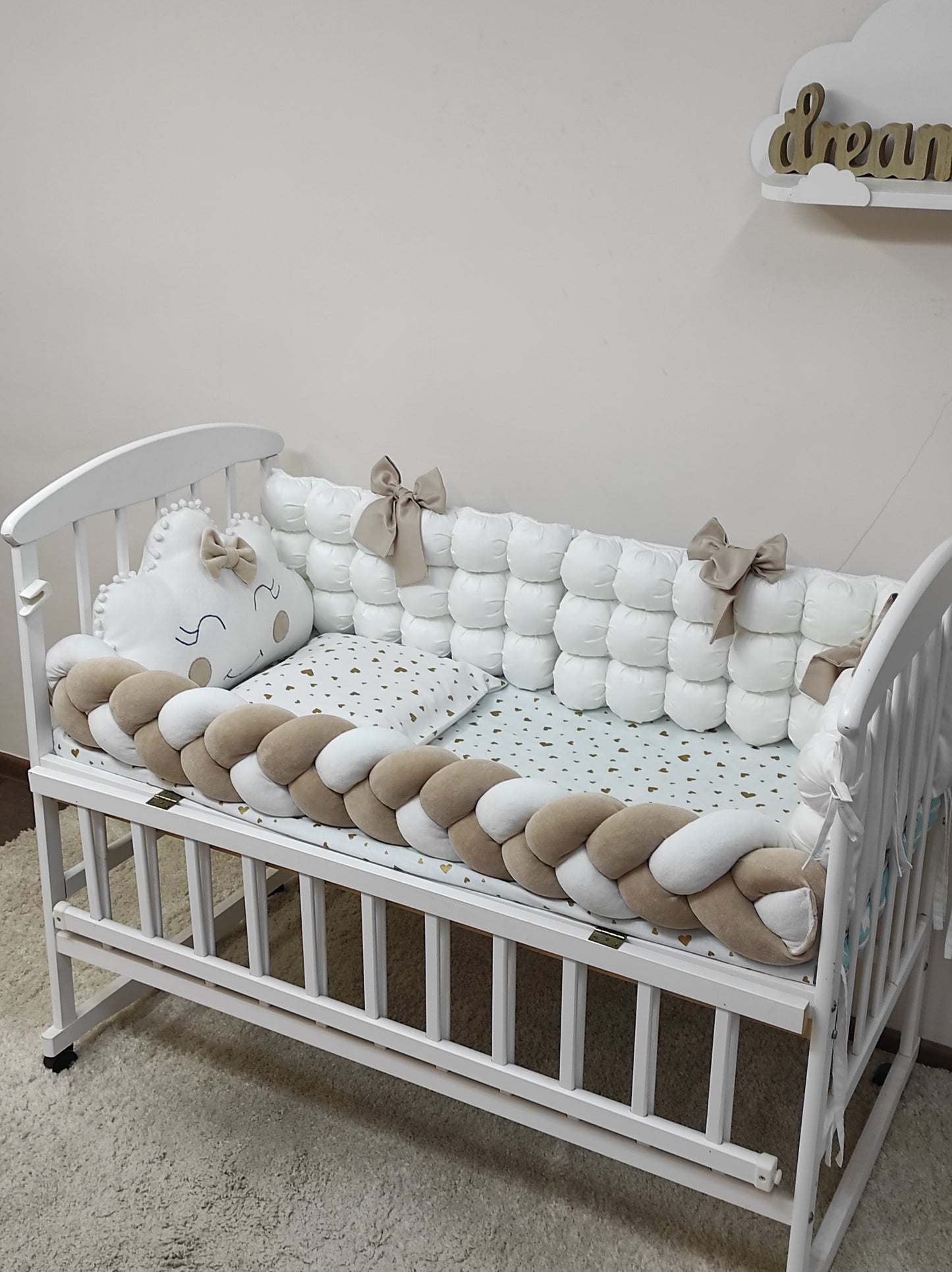 Golden Heart Cloud Crib Set