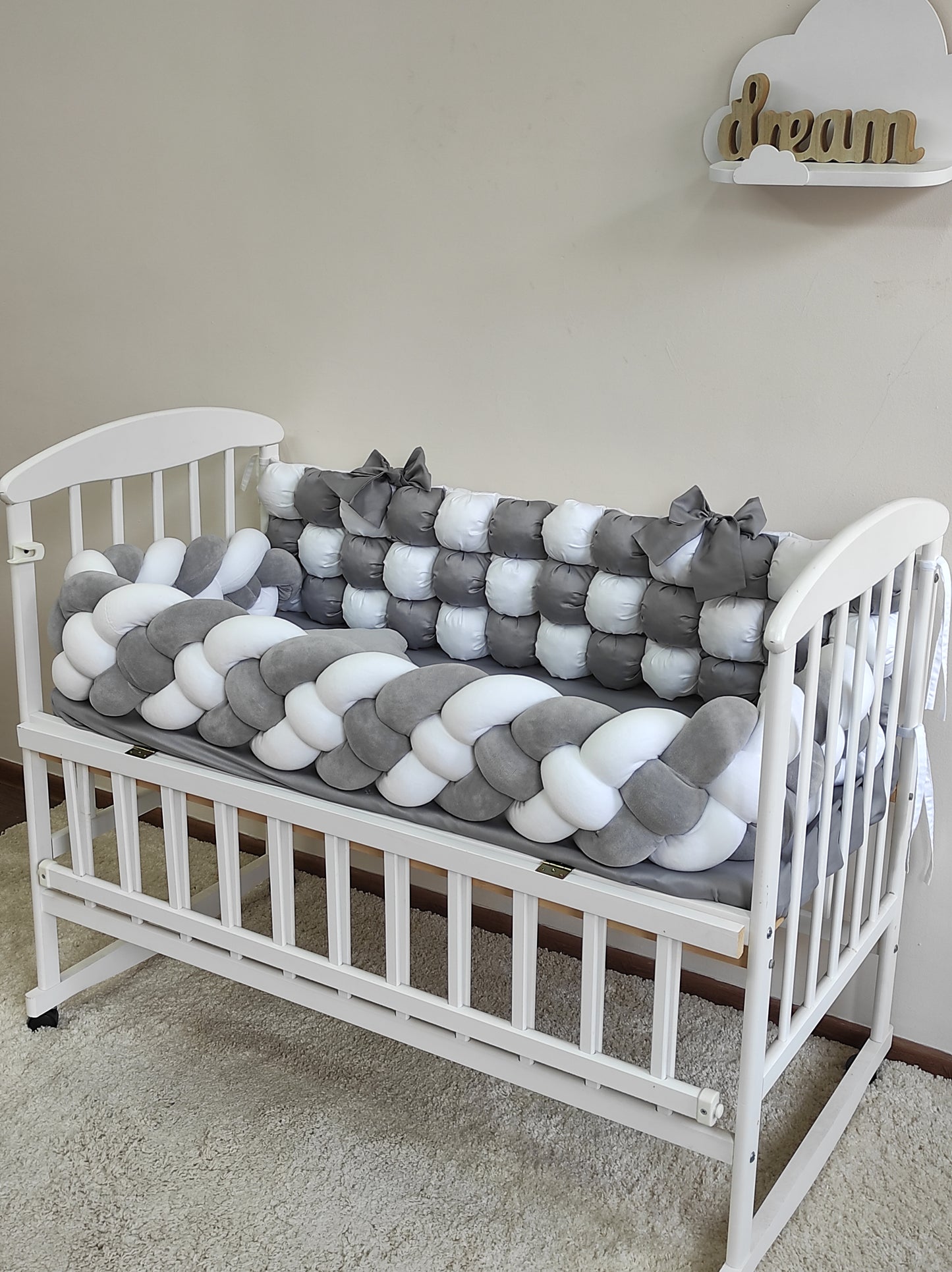 Silver Cloud Luxe Crib Bumper Set