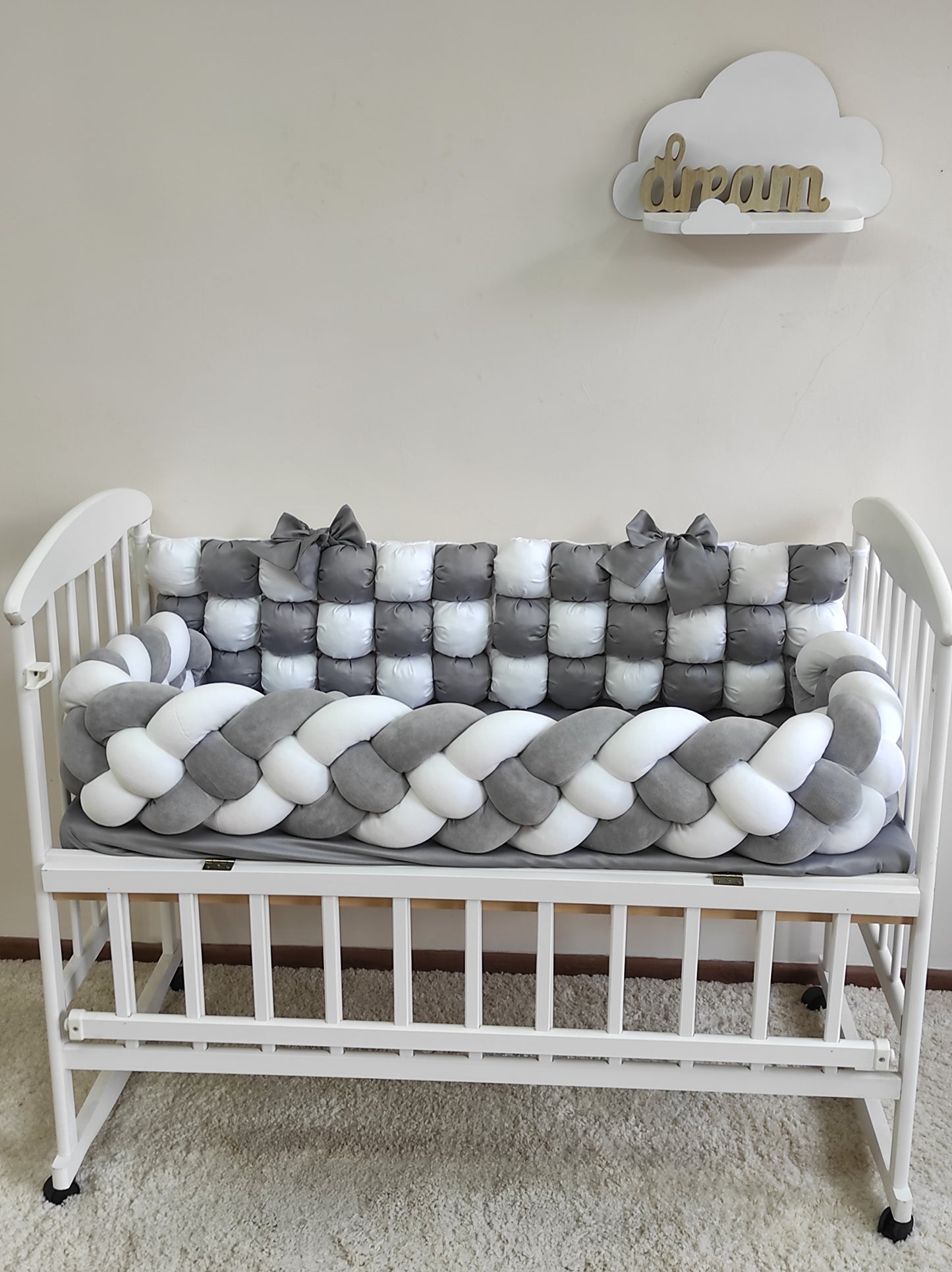 Silver Cloud Luxe Crib Bumper Set